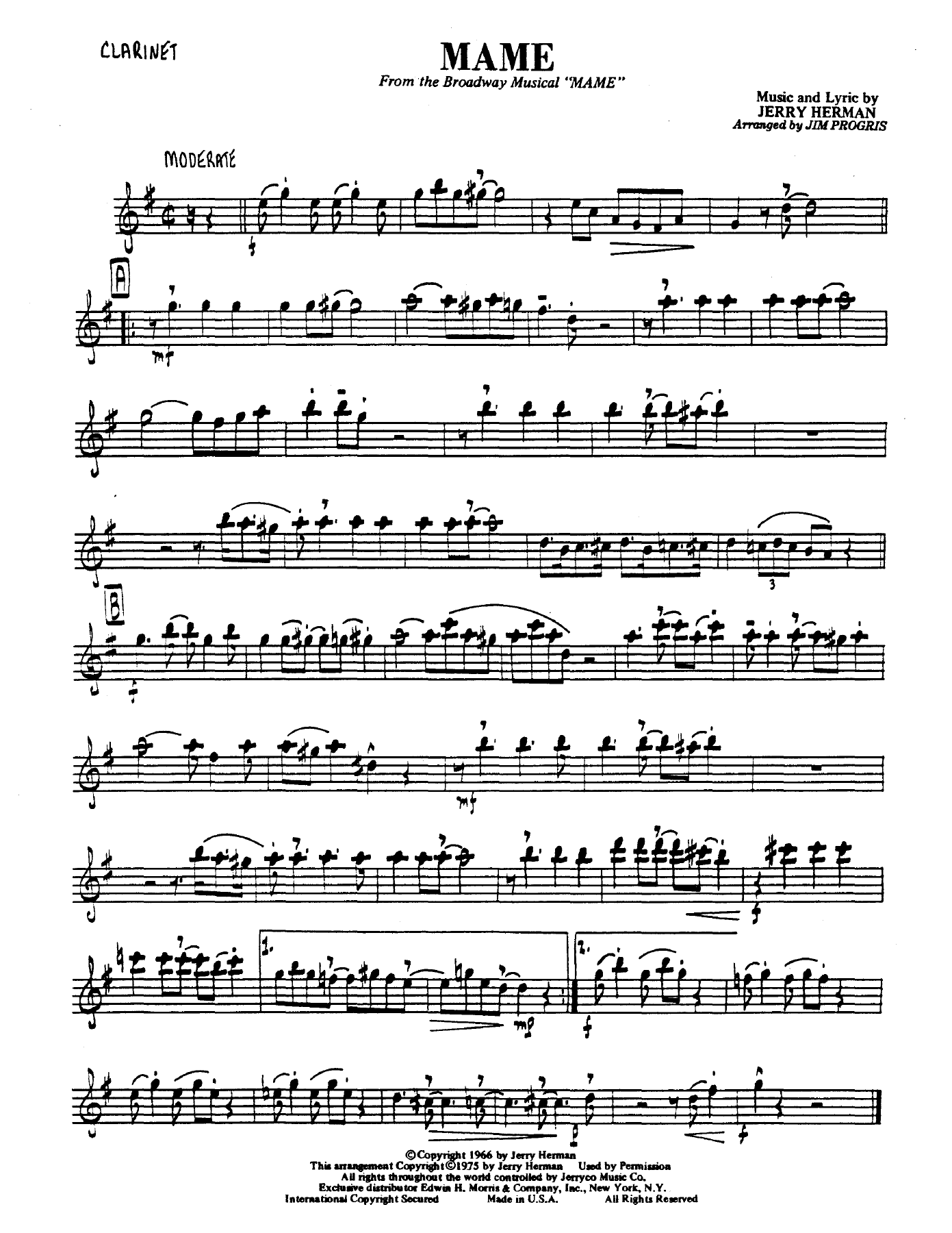 Mame — sheet music preview