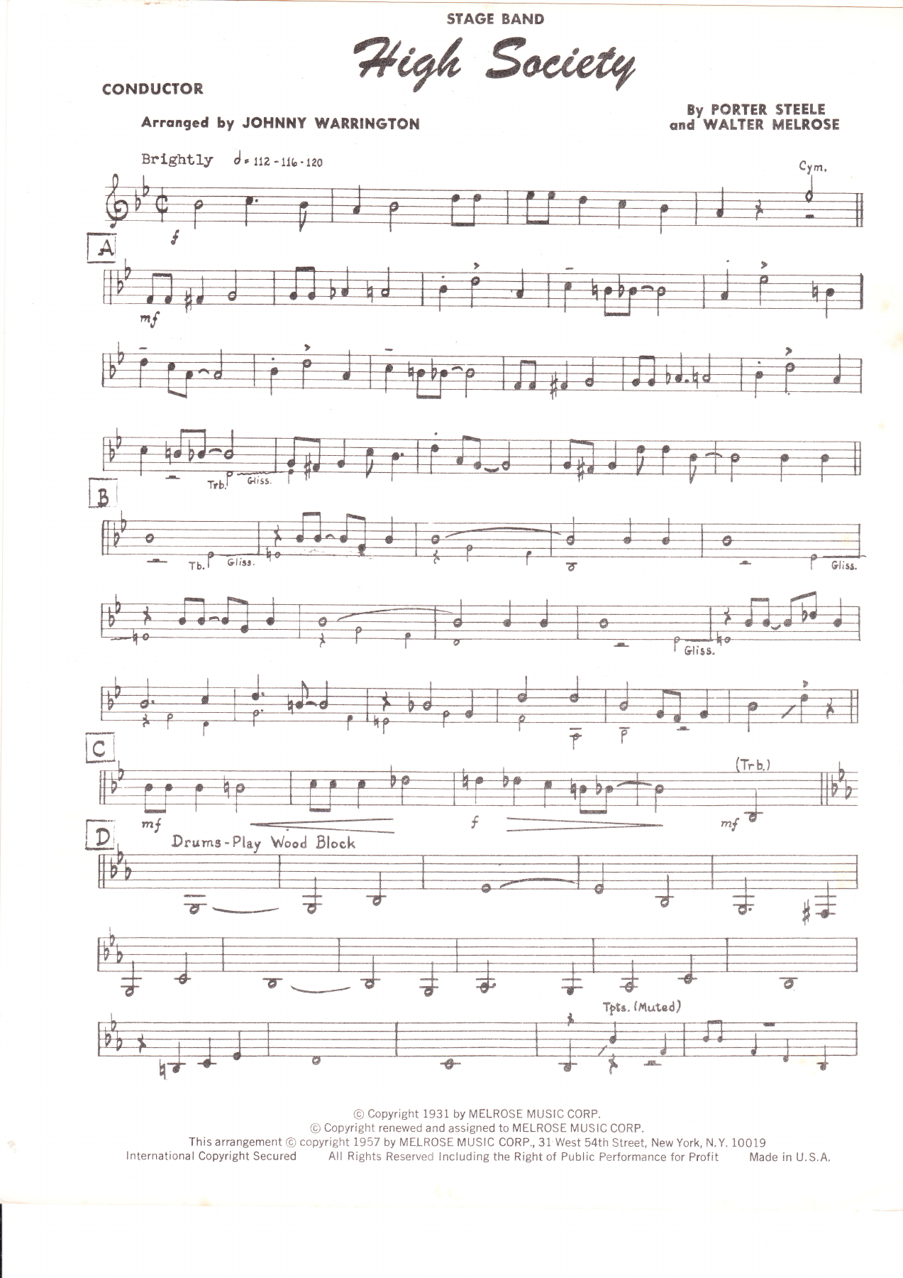 High Society Dixie — sheet music preview