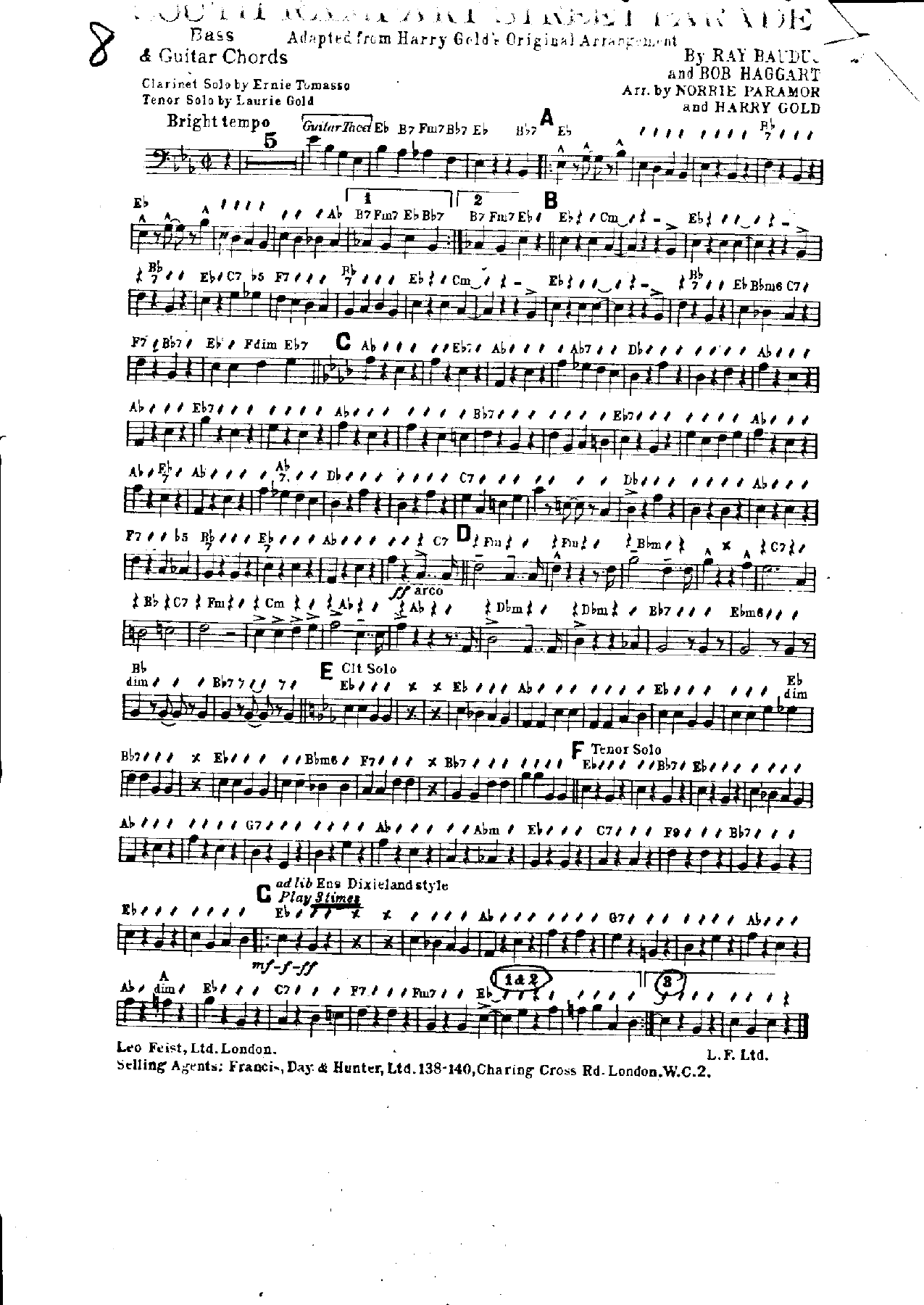 South Rampart Street Parade — sheet music preview