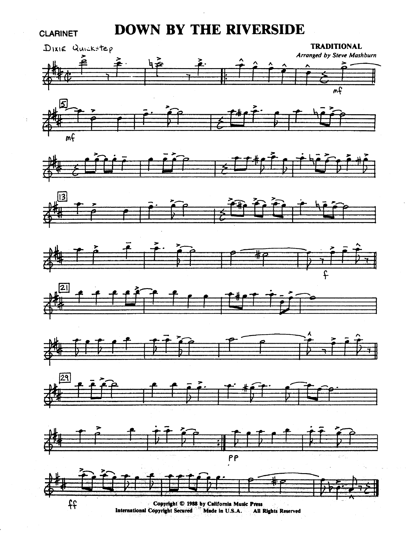 Down By The Riverside Trad. — sheet music preview