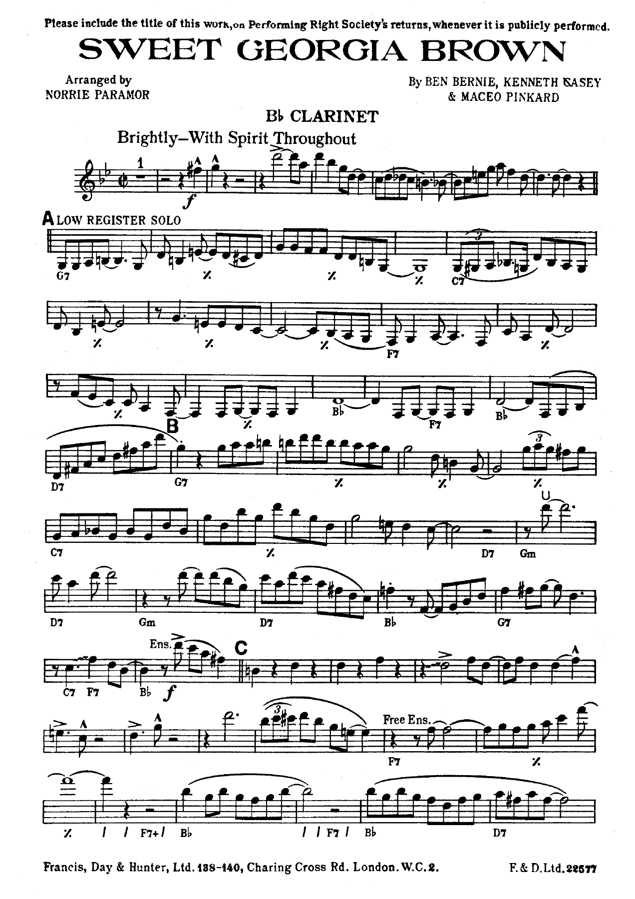 Sweet Georgia Brown — sheet music preview