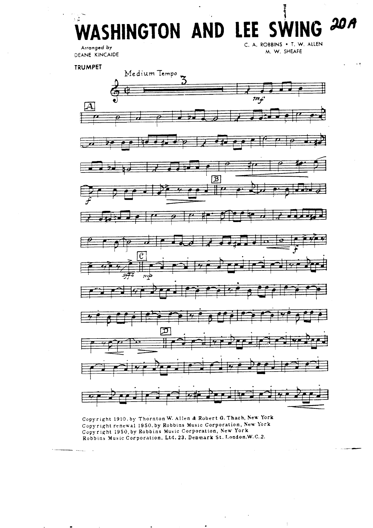 Washington And Lee Swing — Dixieland sheet music by DAN RAGAN | Dixieland