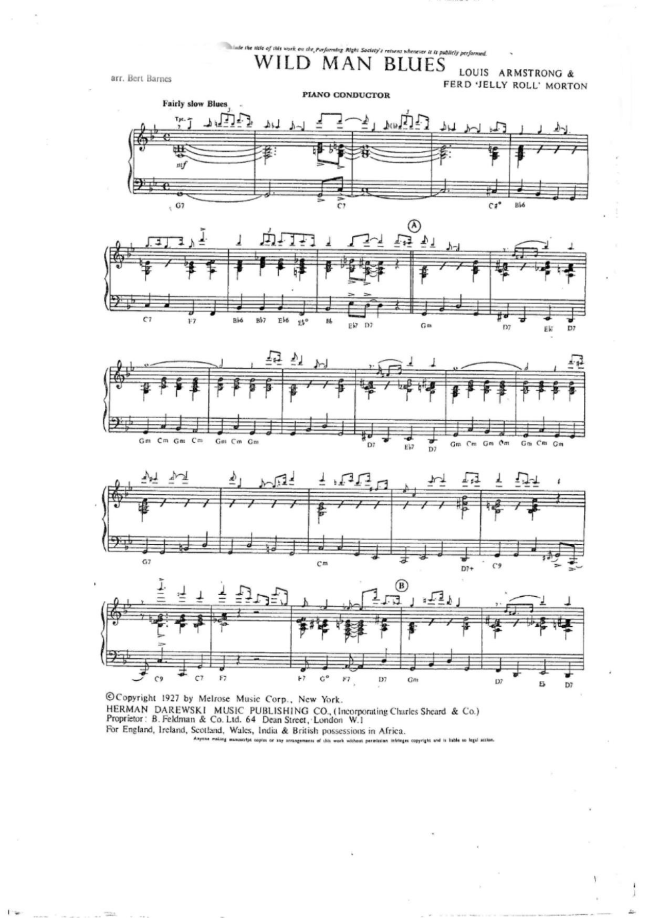 Wild Man Blues L.Armstrong — sheet music preview