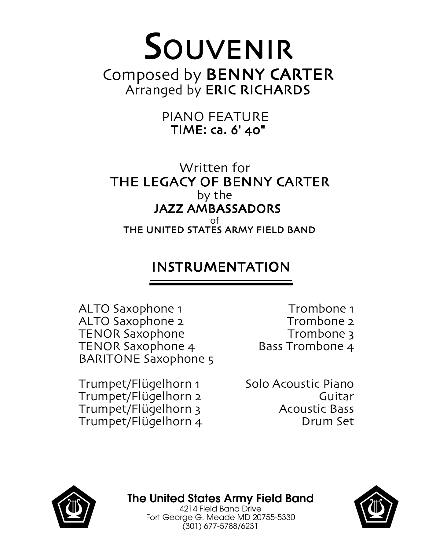 Souvenir (E.Richards) B.Carter — sheet music preview