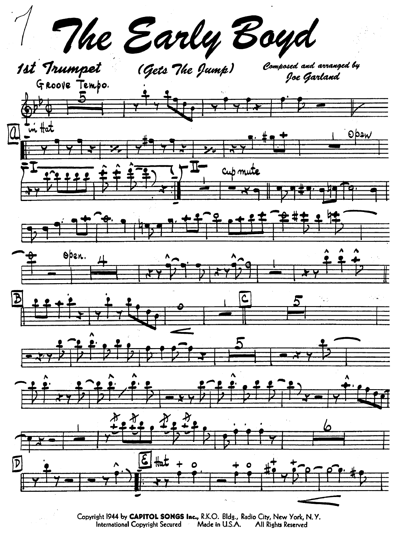 The Early Boyd (J.Garland) B.Carter — sheet music preview