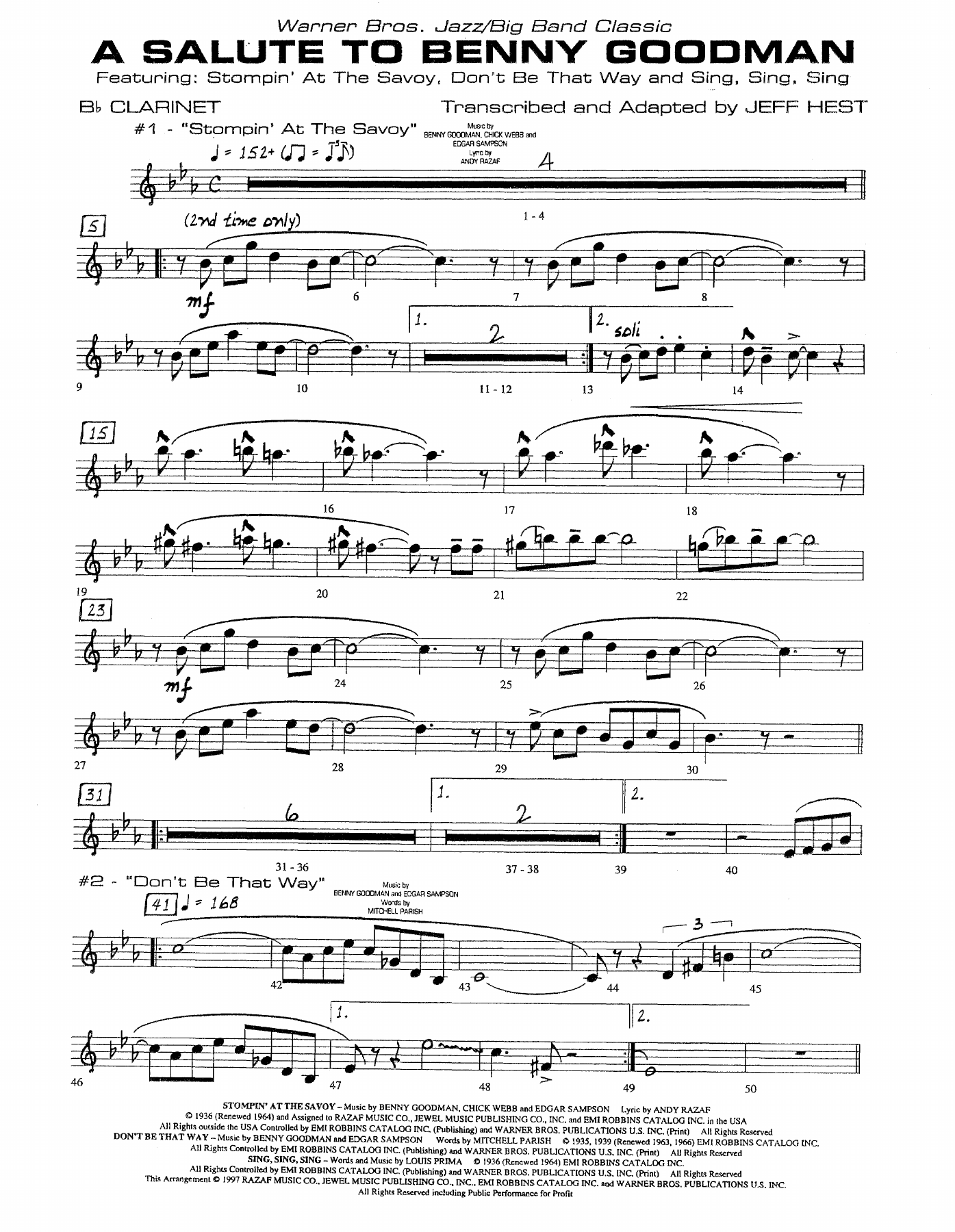 A Salute To Benny Goodman — sheet music preview