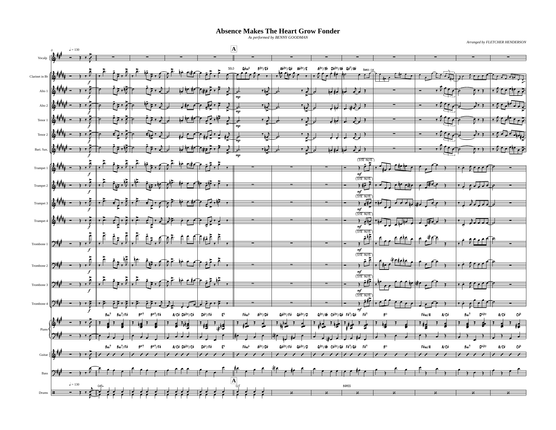 Absence Makes The Heart Grow Fonder (F.Henderson) B.Goodman — sheet music preview