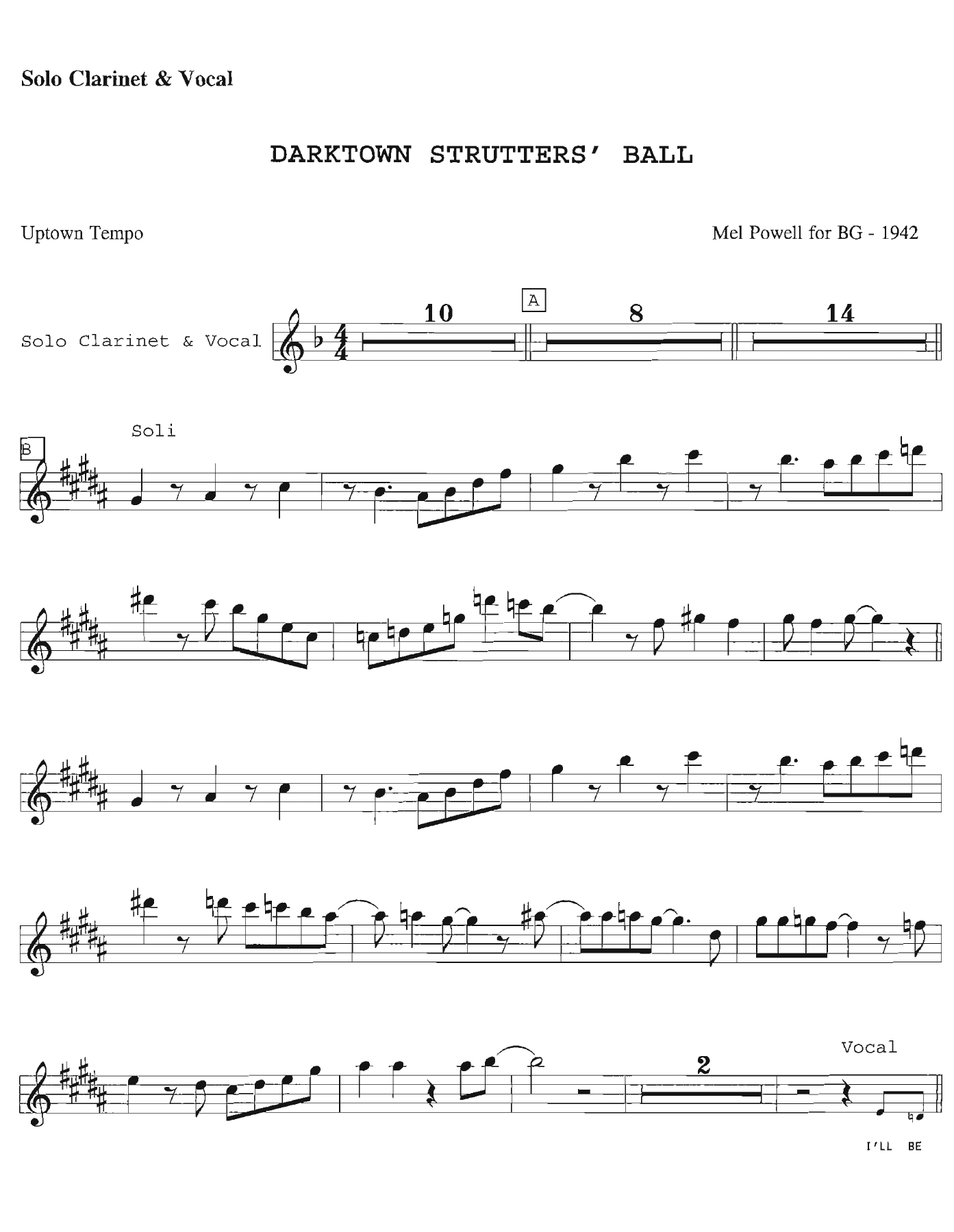 Darktown Strutters' Ball 2 Arr — sheet music preview