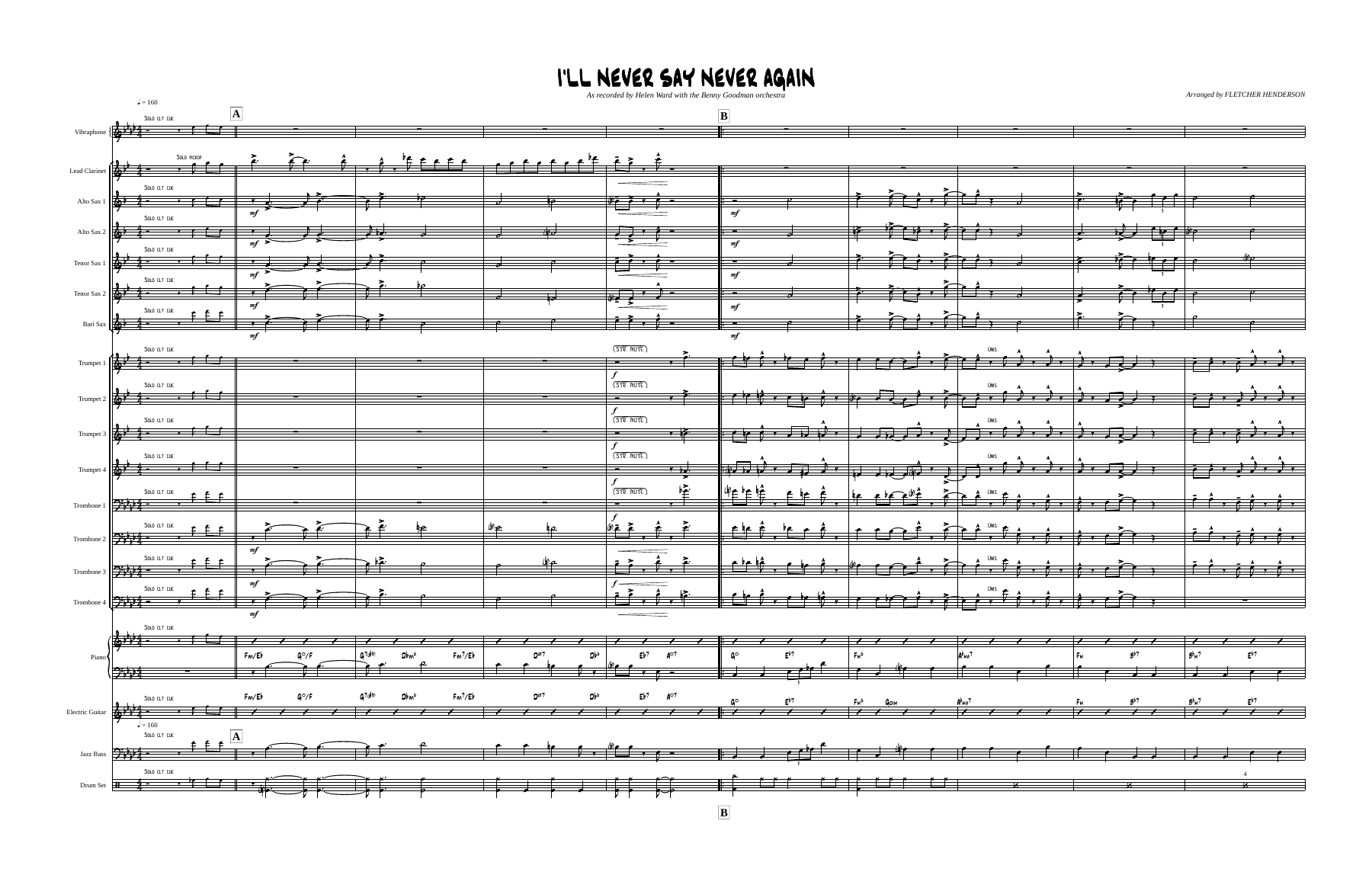 I'll Never Say Never Again (F.Henderson) B.Goodman.H. Ward — sheet music preview