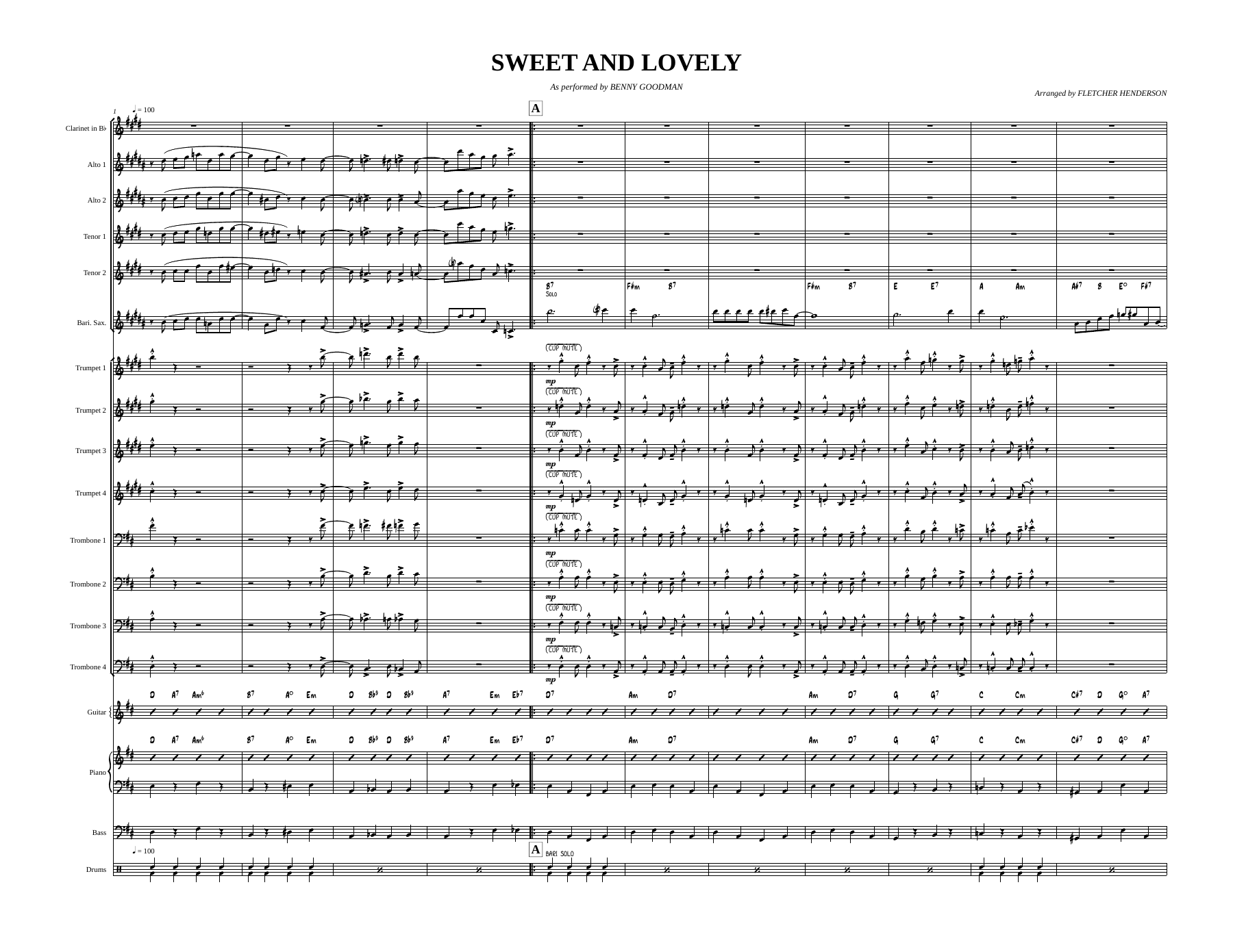 Sweet And Lovely (F.Henderson) B.Goodman MP3 — sheet music preview