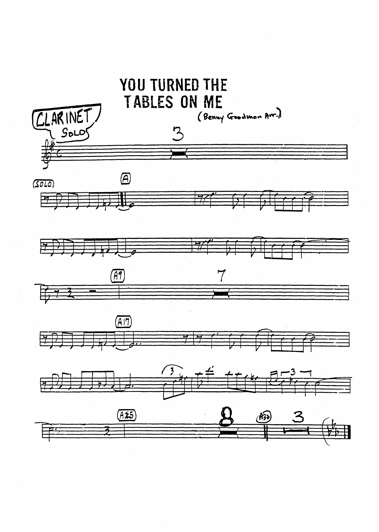 You Turned The Tables On Me — Big Band sheet music by B.Goodman | Jazz Standard