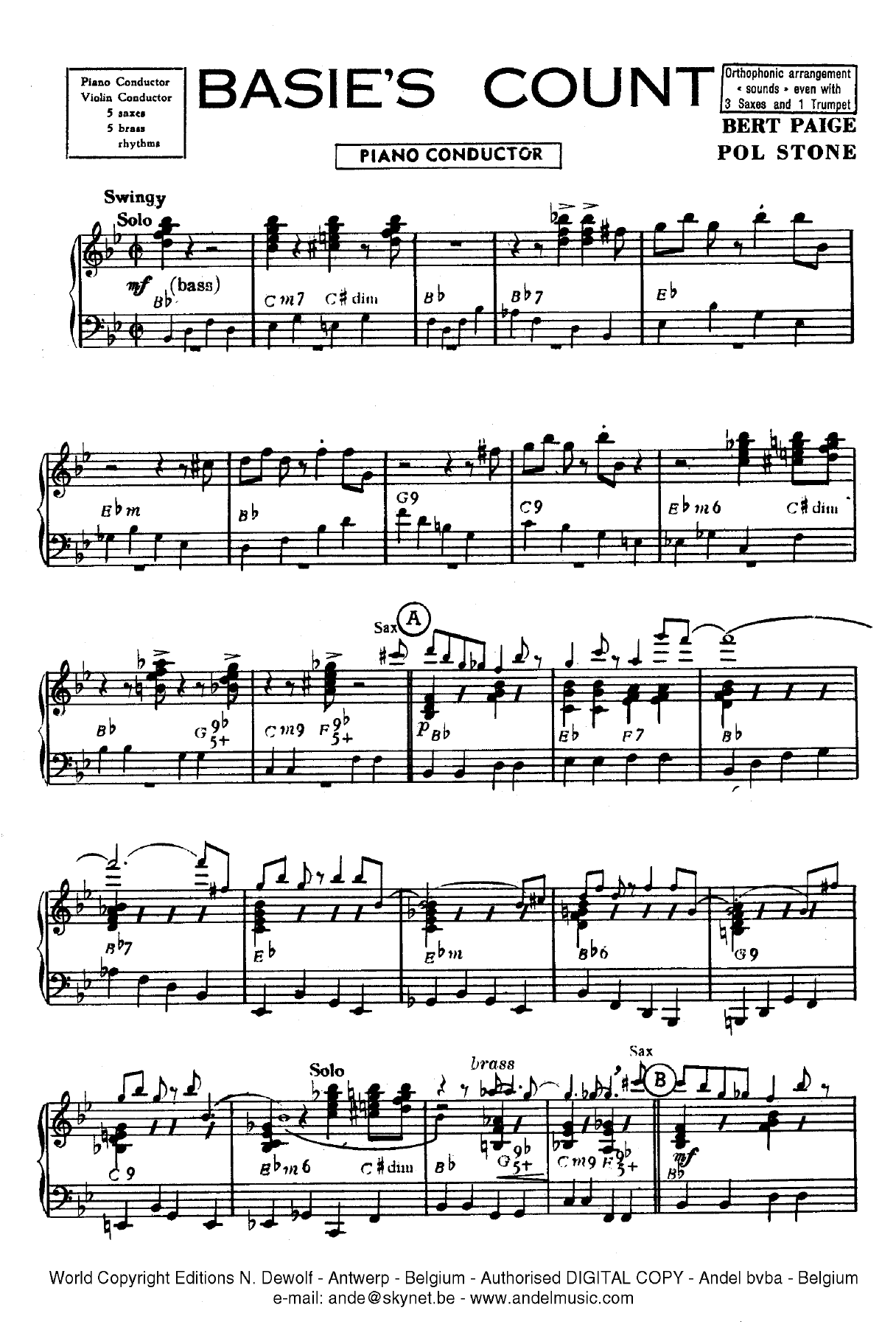 Basie's Count (B.Paige — sheet music preview