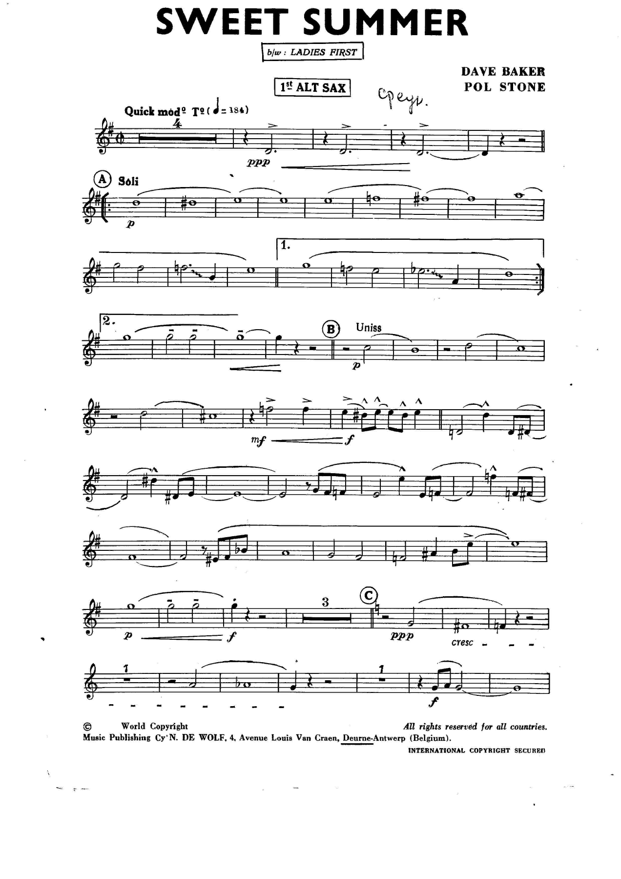 Sweet Summer — sheet music preview