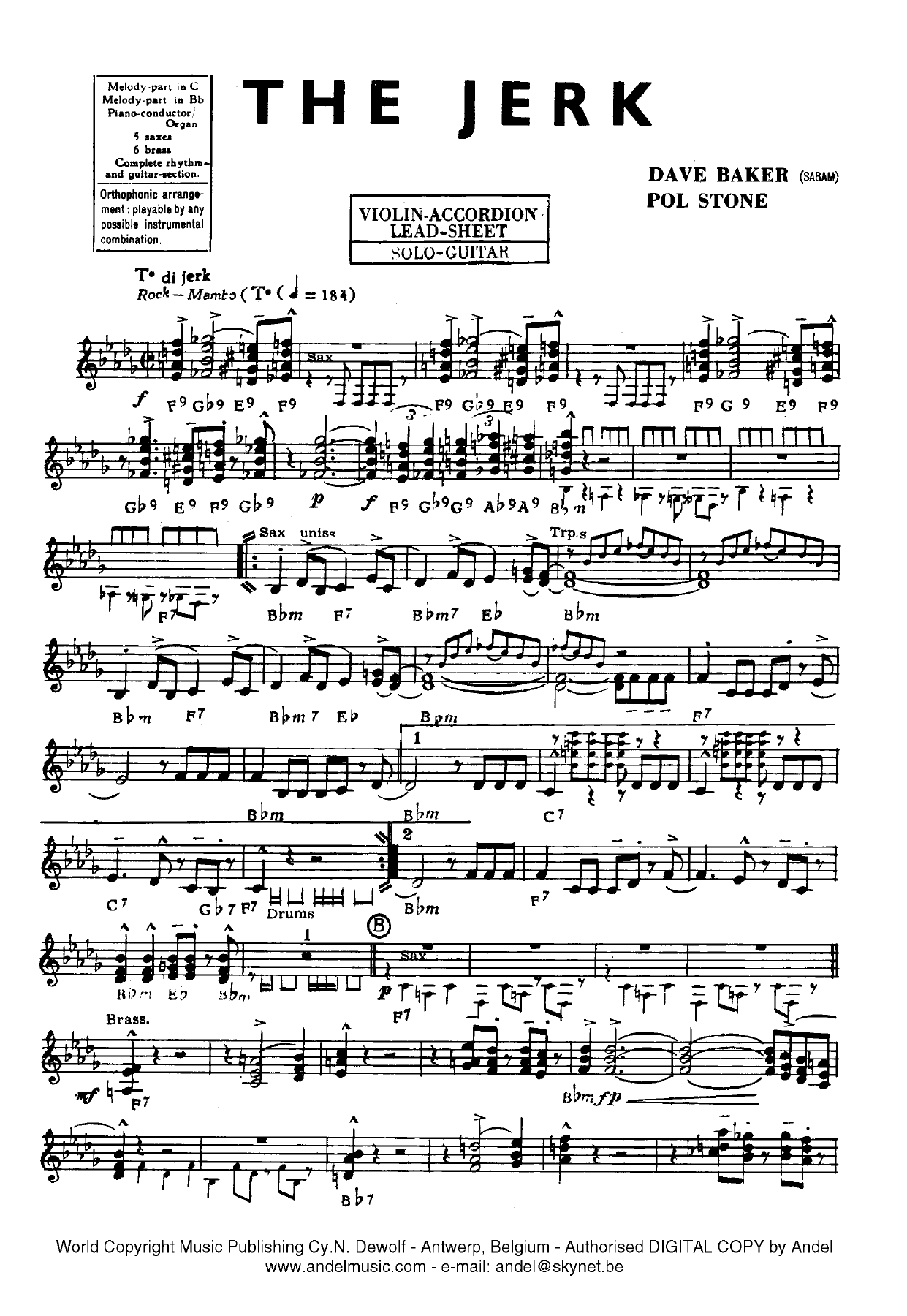 The Jerk — sheet music preview