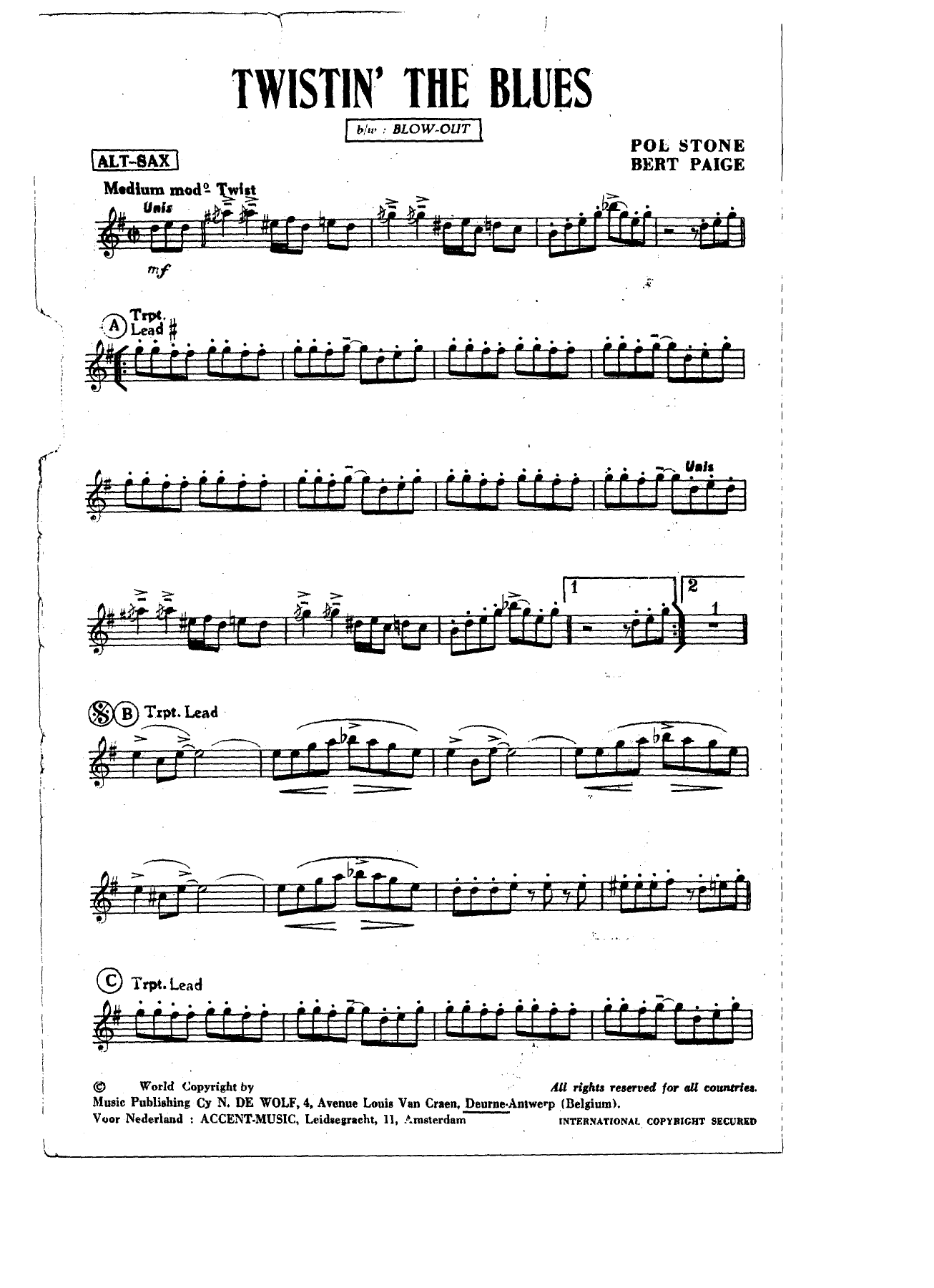 Twistin The Blues — sheet music preview