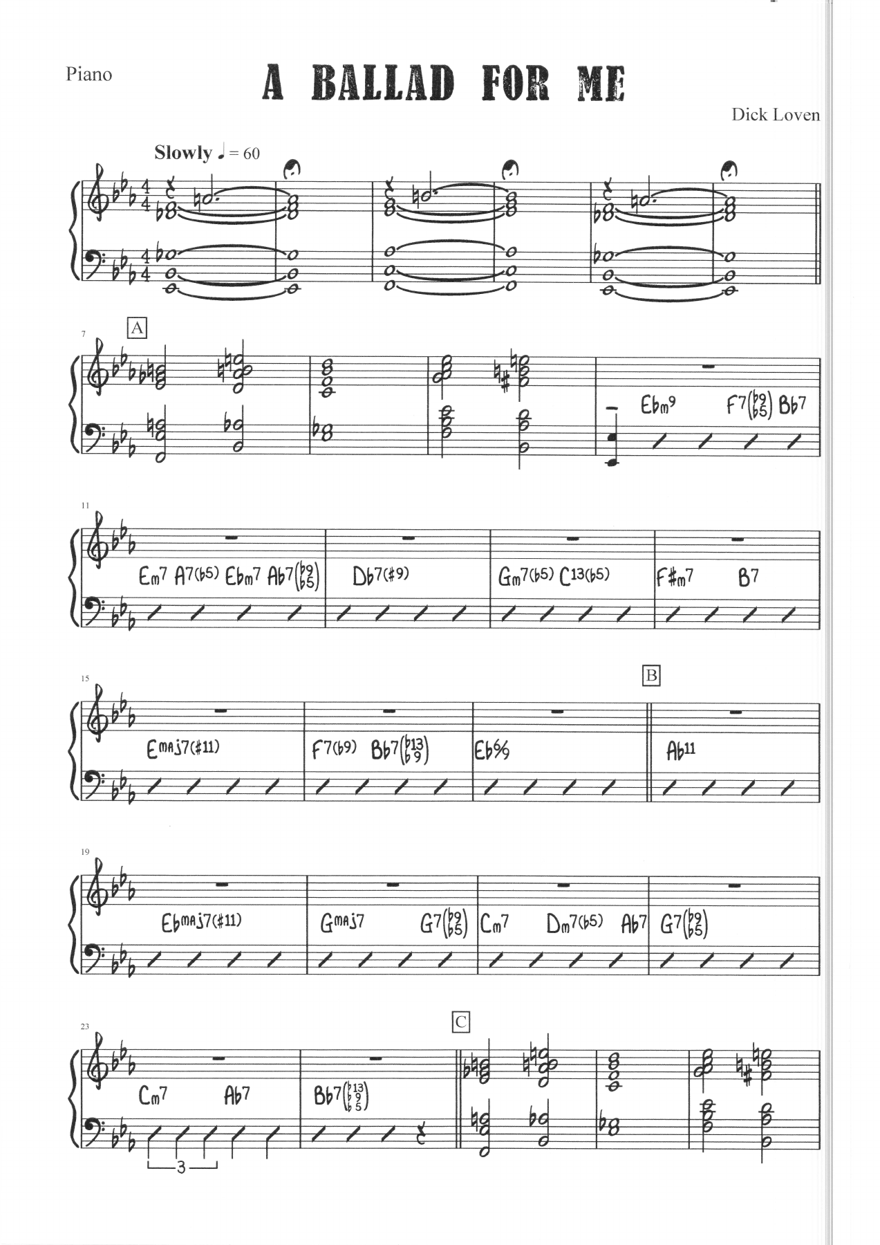 A Ballad For Me — sheet music preview