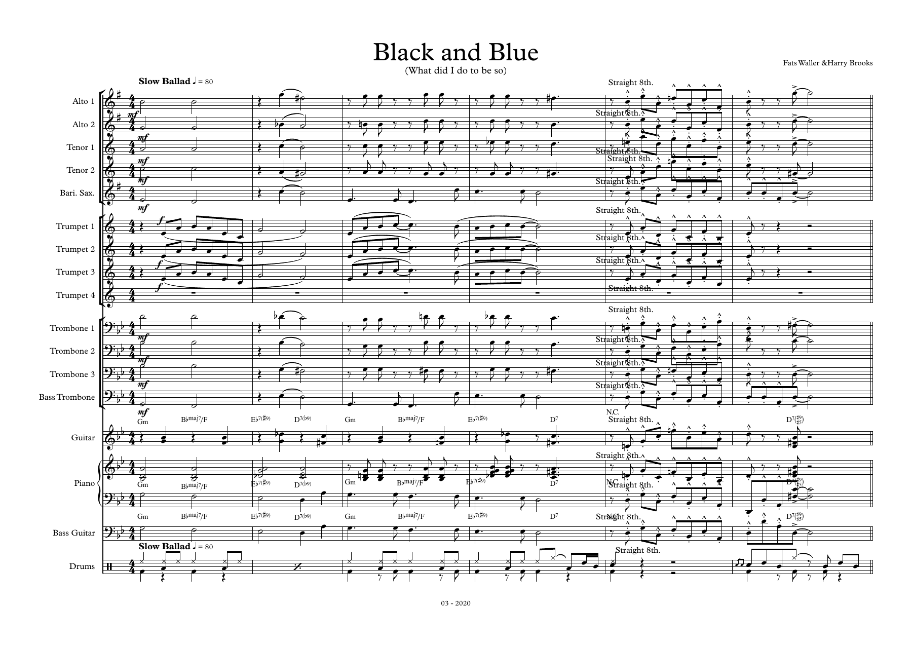 Black And Blue — sheet music preview