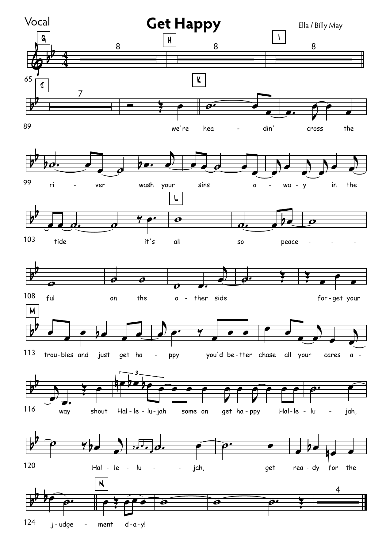 Get Happy (B.May -M.Collins) E.Fitzgerald — sheet music preview