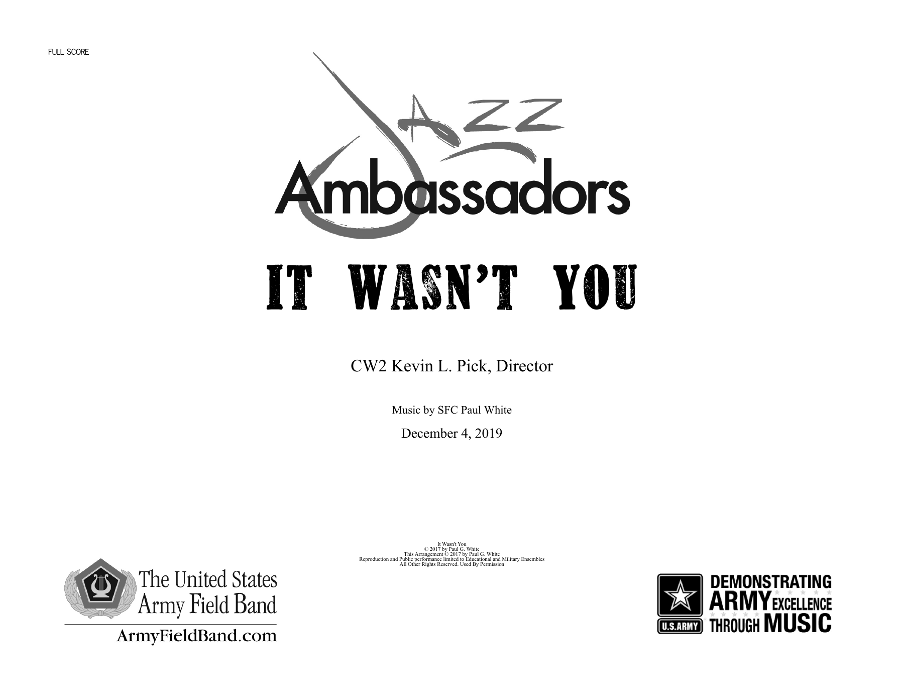 It Wasn't You (P.White) Jazz Ambassadors) — sheet music preview