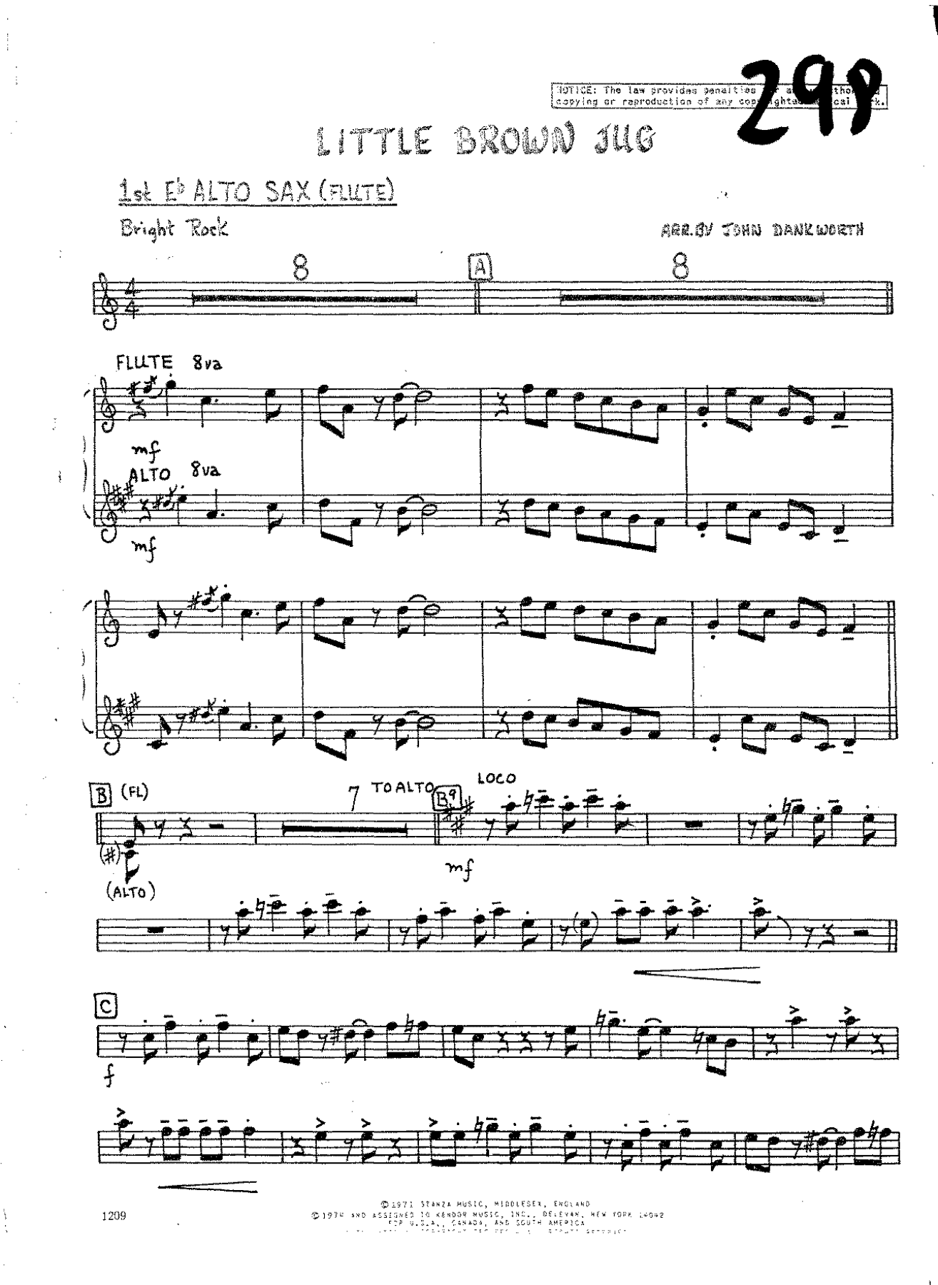 Little Brown Jug — sheet music preview