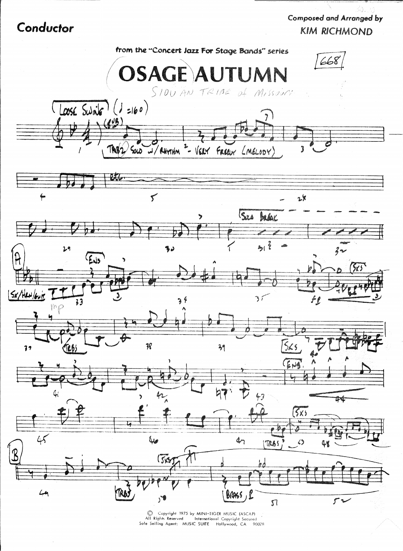 Osage Autumn (K.Richmond) Featurring Pepper Adams — sheet music preview