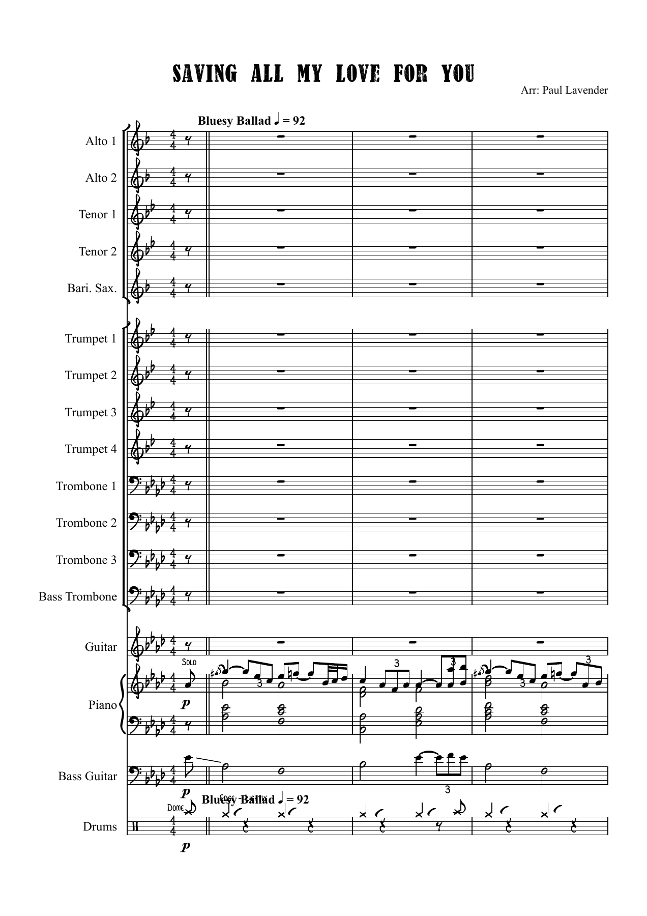 Saving All My Love For You — sheet music preview