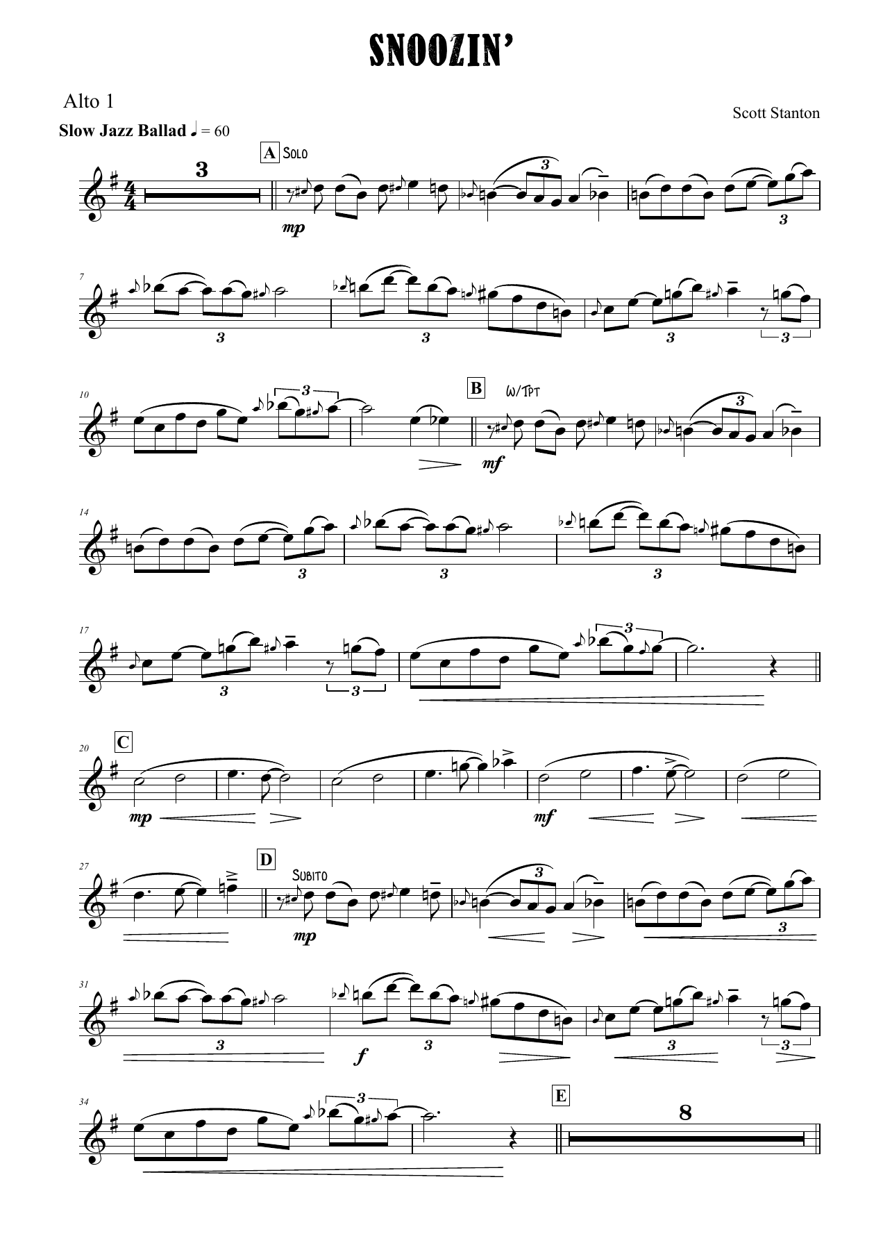 Snoozin' — sheet music preview