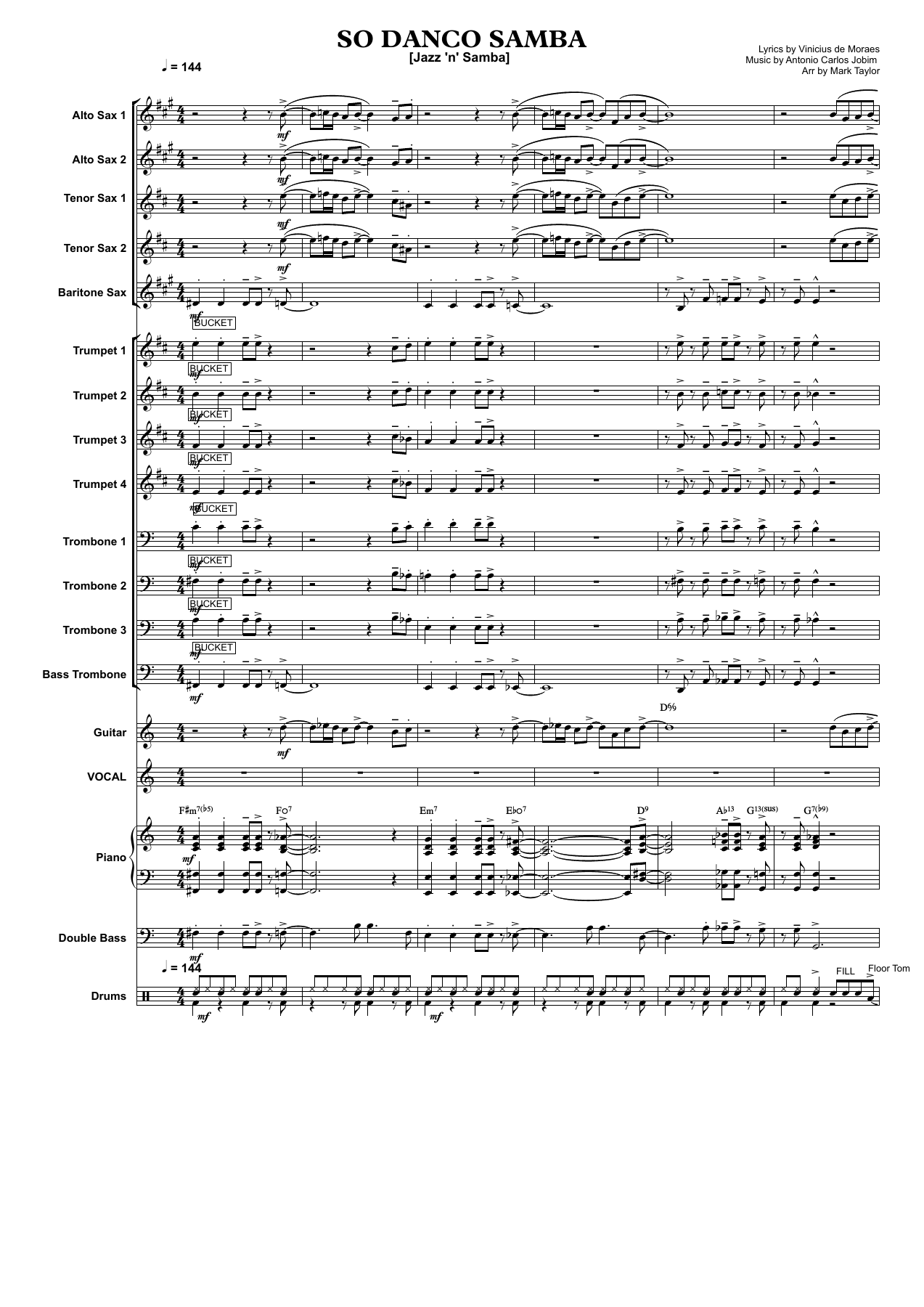 So Danco Samba (M.Taylor) (Vocal) MP3 — sheet music preview