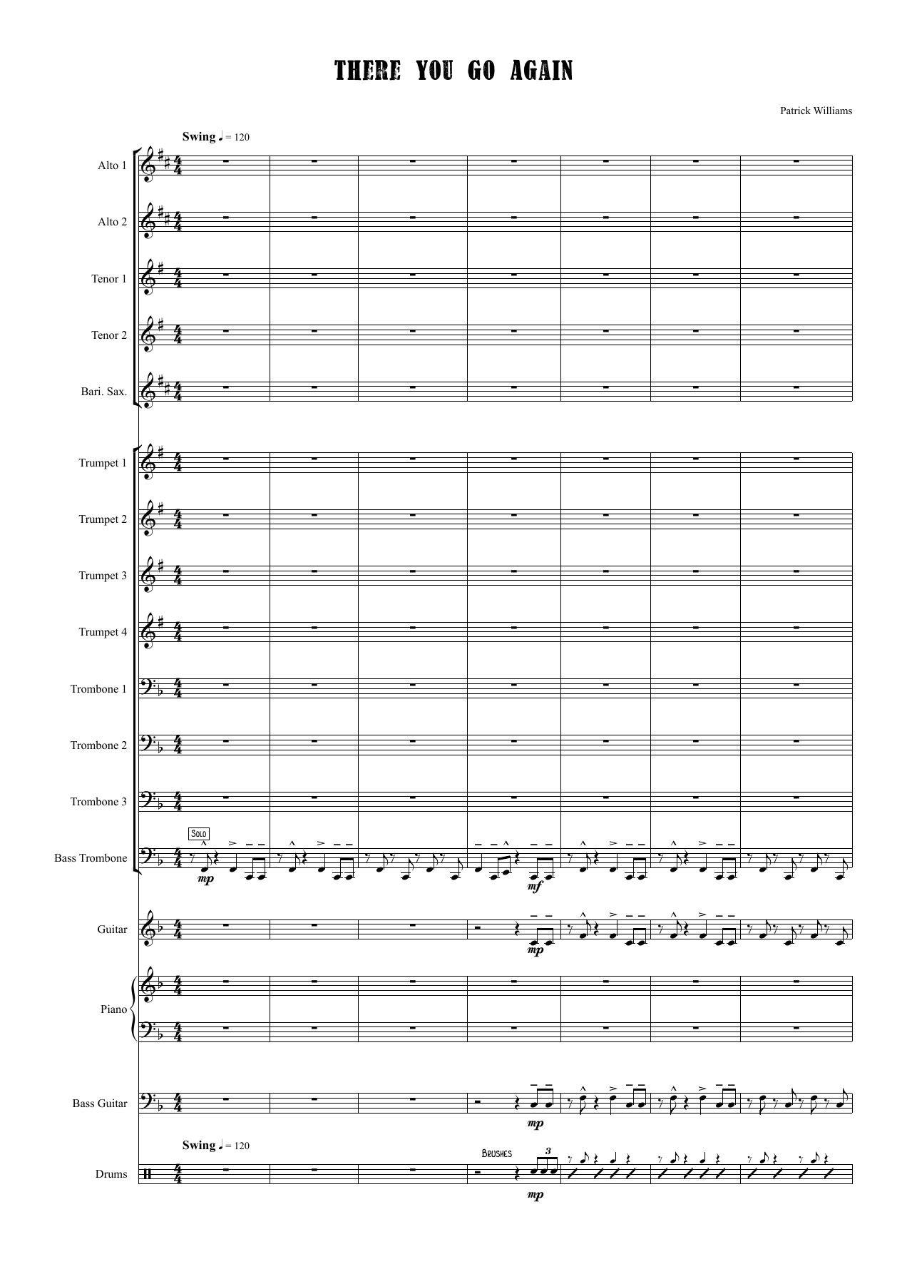 There You Go  Again (P.Williams) 72 — sheet music preview