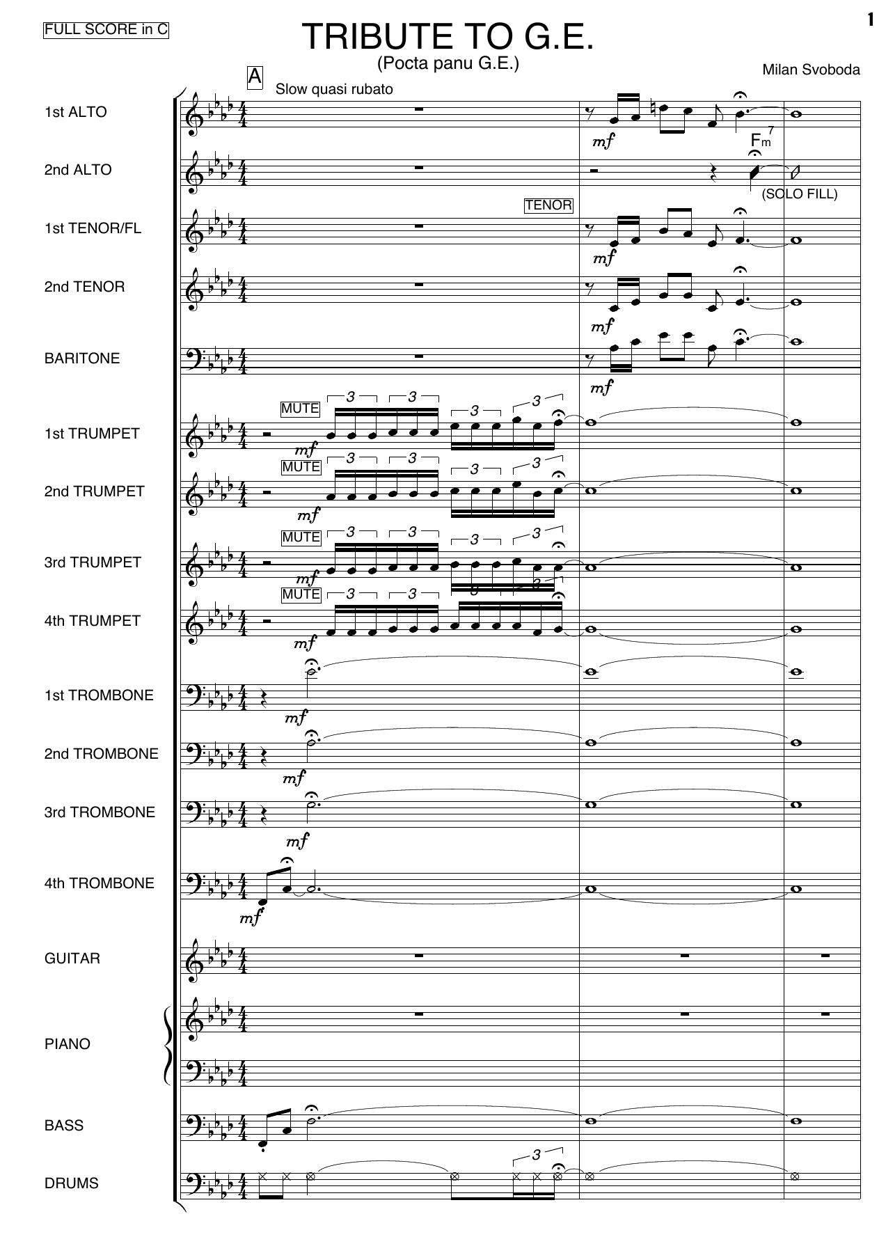 Tribute To G.E. (M.Svoboda) Alto.Sax.Solo.Z.Namyslovski — sheet music preview