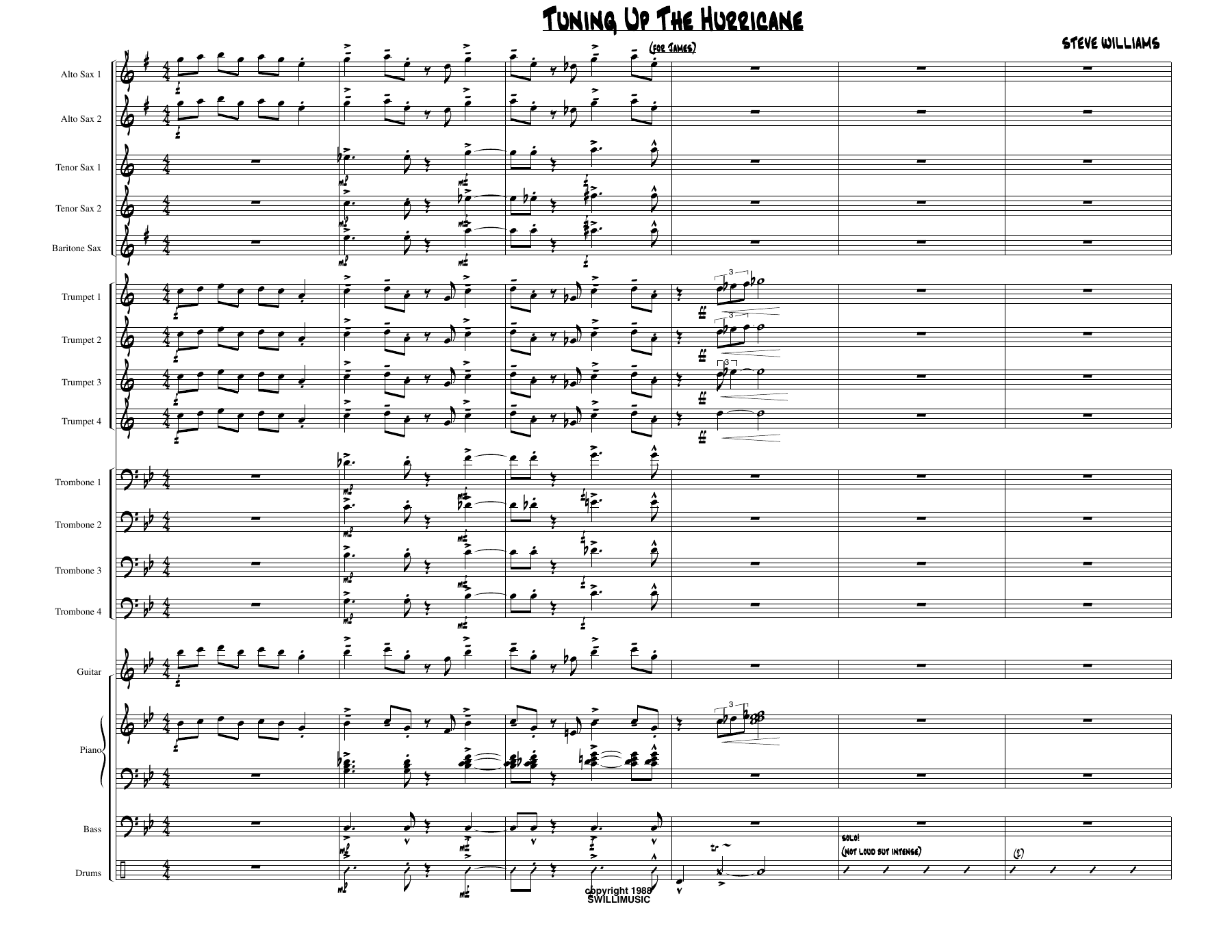 Tuning Up The Hurricane — sheet music preview