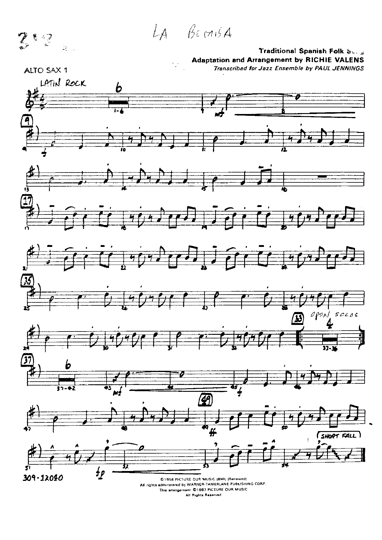 La Bamba — sheet music preview