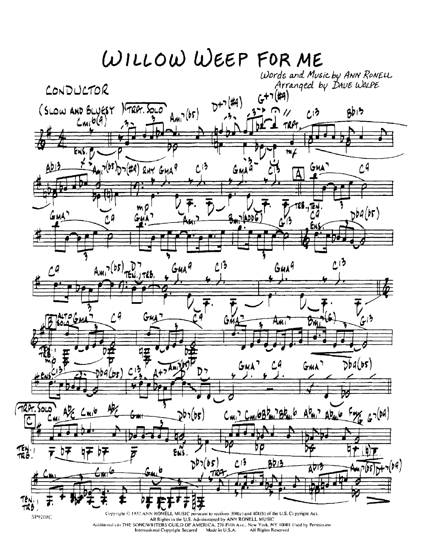 Willow Weep For Me — sheet music preview