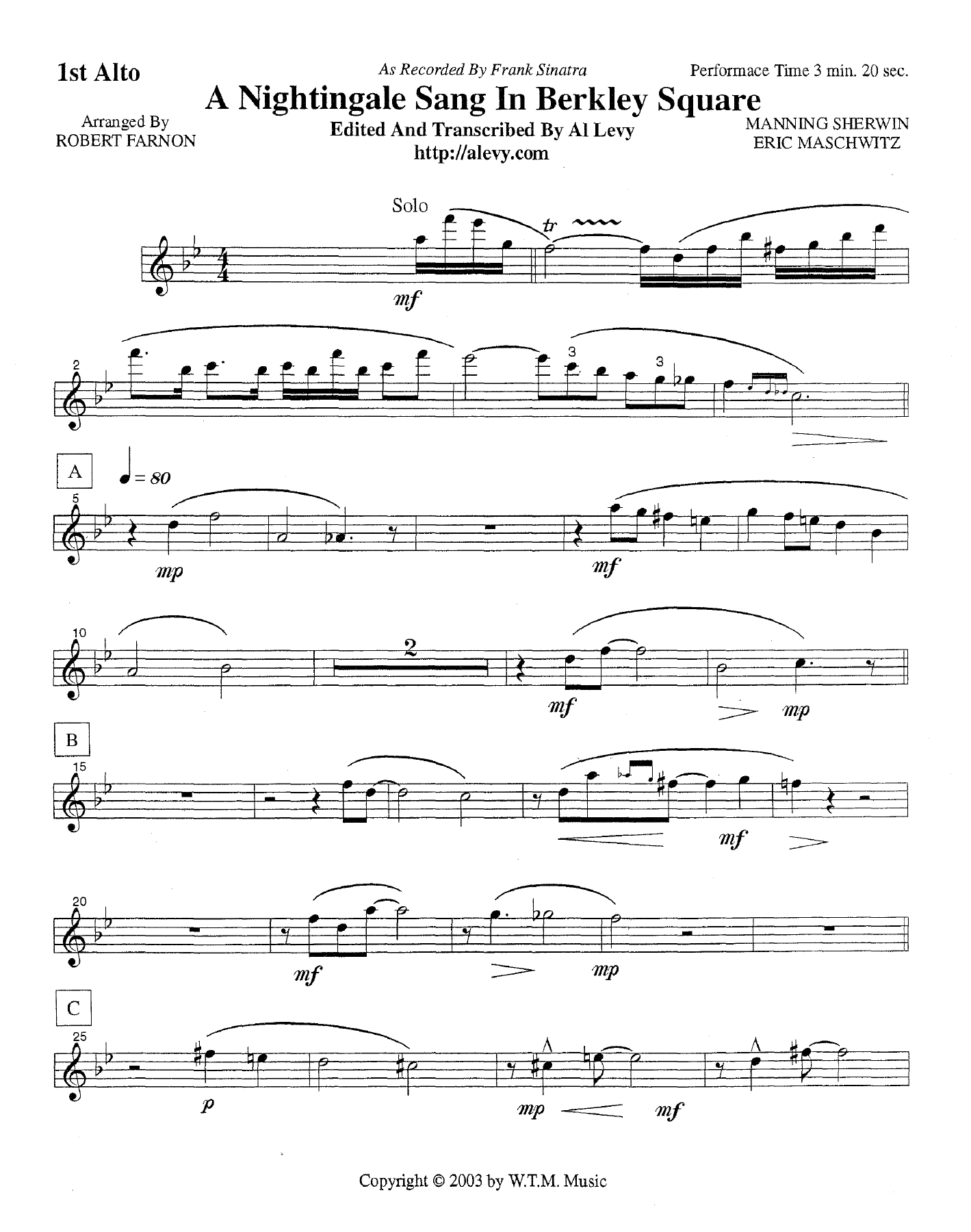 A Nightingale Sang in Berkeley Square — sheet music preview