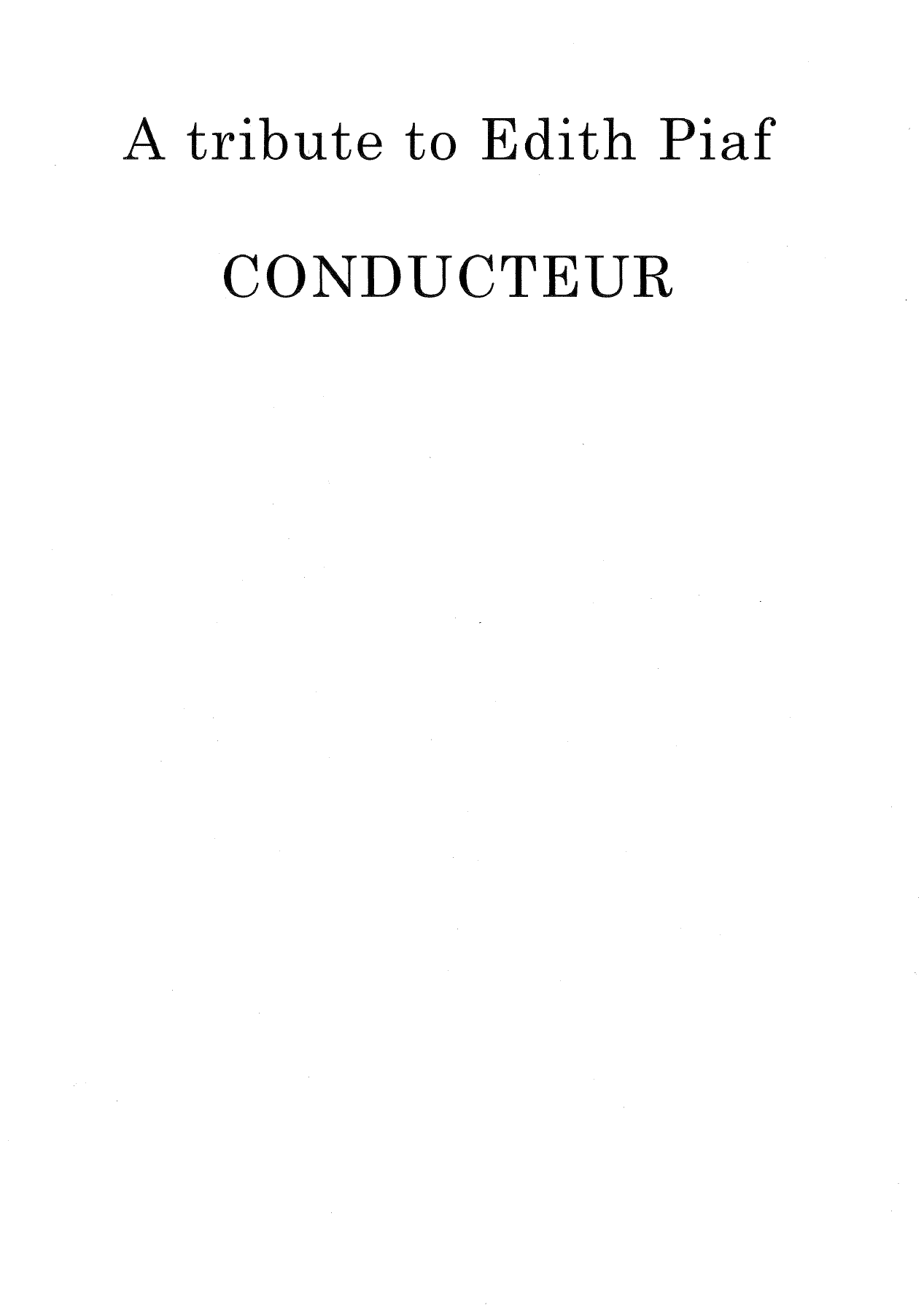 A Tribute To Edith Piaf — sheet music preview