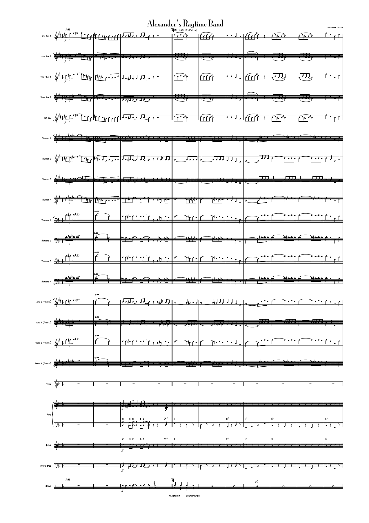 Alexander's Ragtime Band (Jack Hylton) Female Vocal — sheet music preview