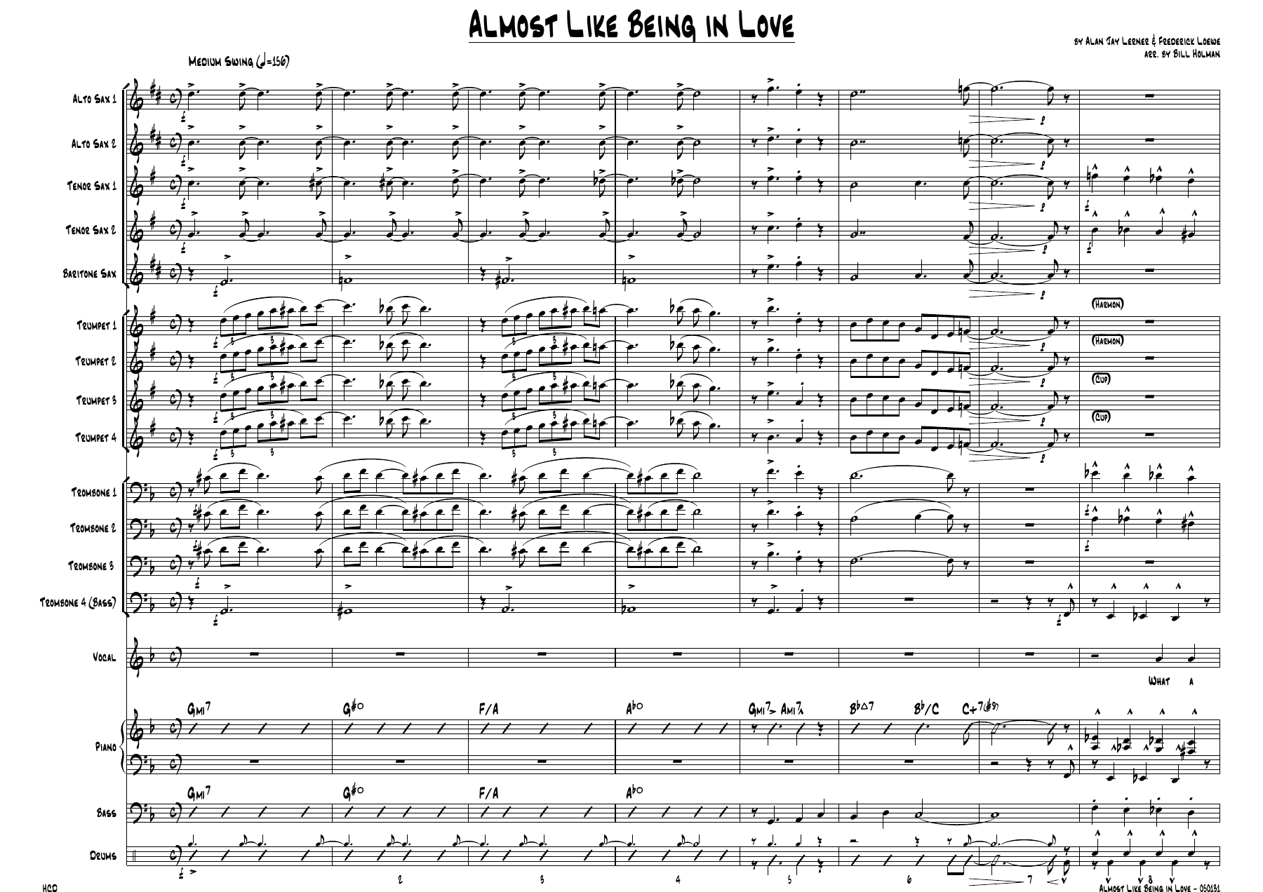 Almost Like Being In Love — sheet music preview
