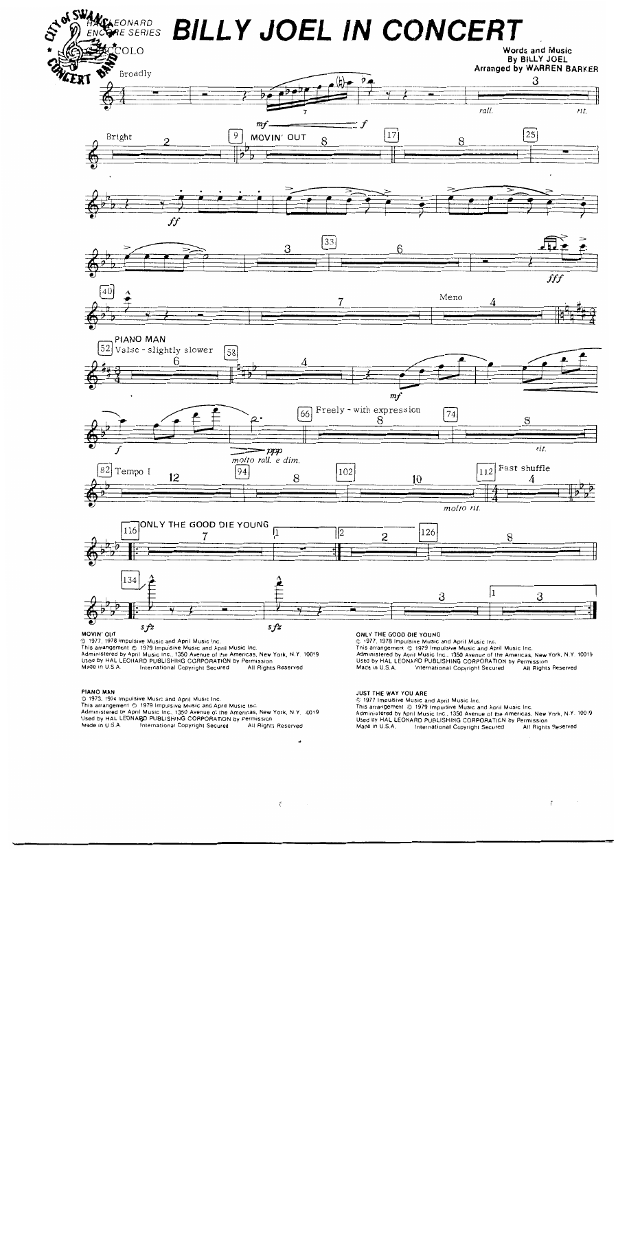 Billy Joel In Concert — sheet music preview
