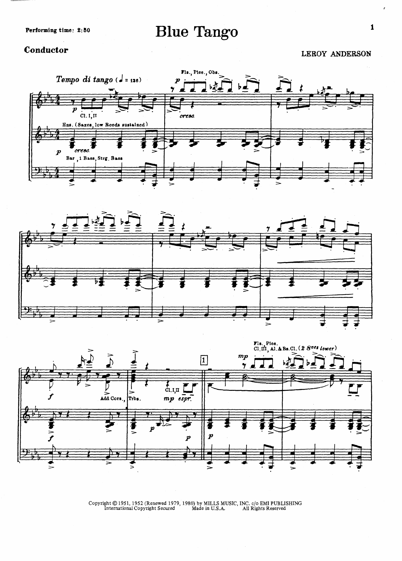 Blue Tango — sheet music preview
