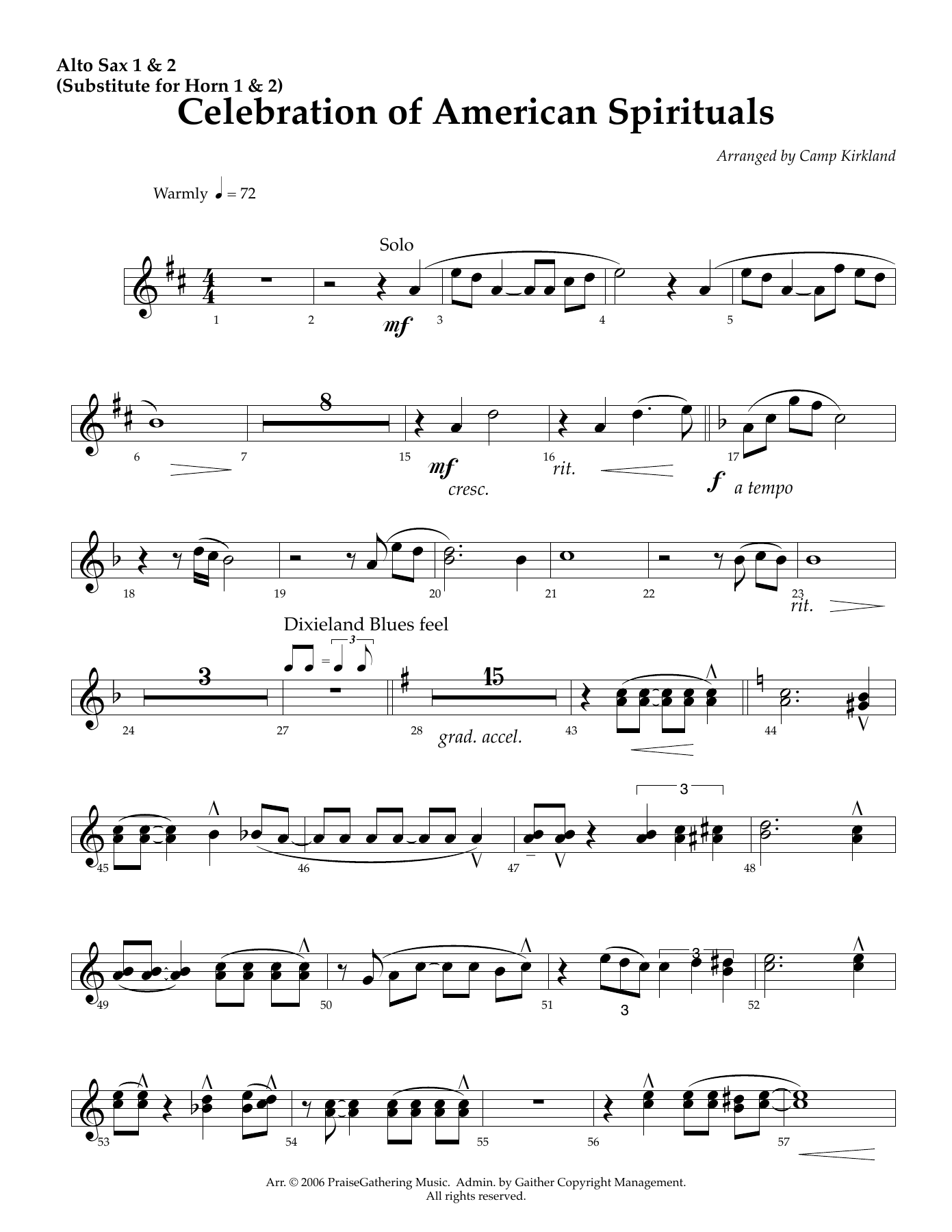 Alto Sax — sheet music preview