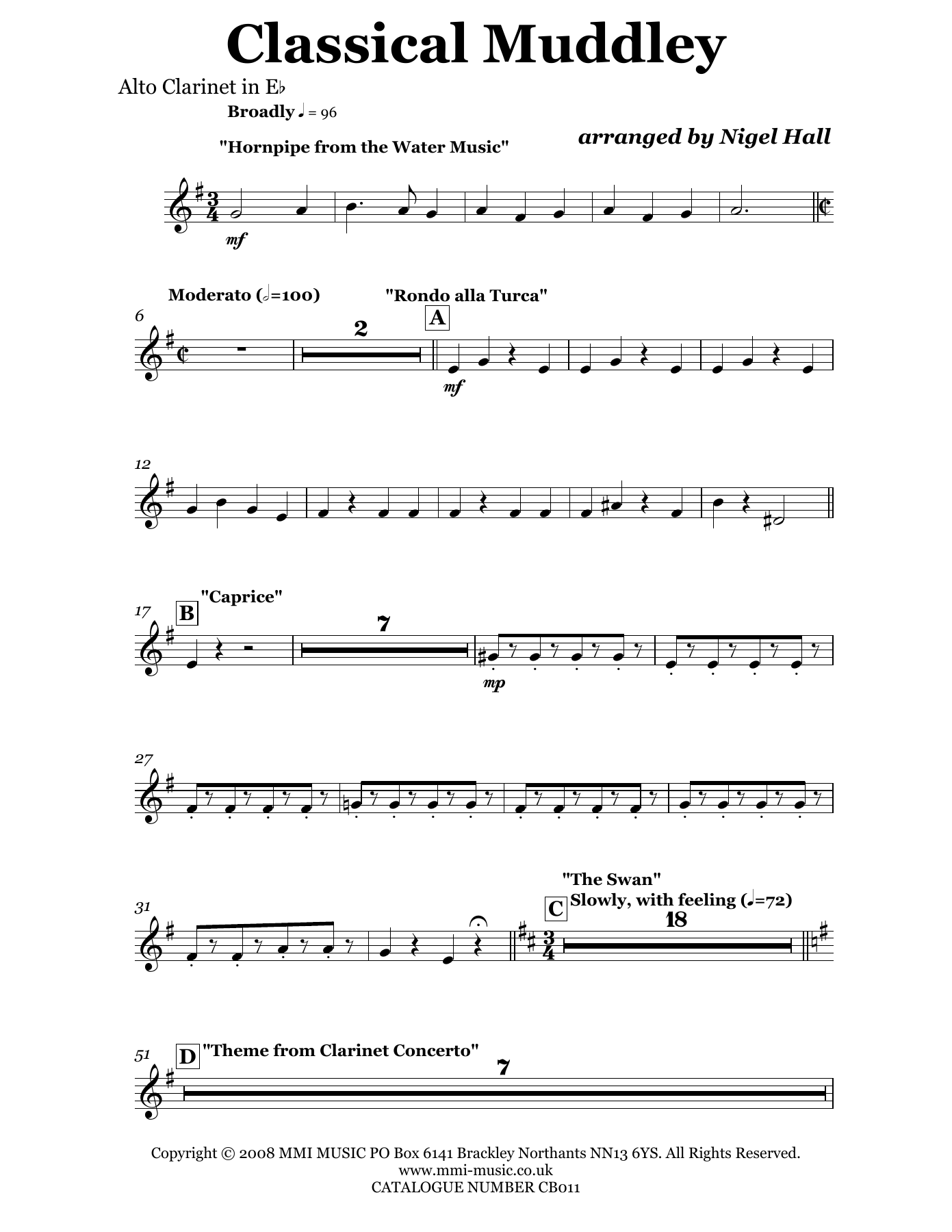 CB011ClassicalMuddley Alto Clarinet in Eb — sheet music preview