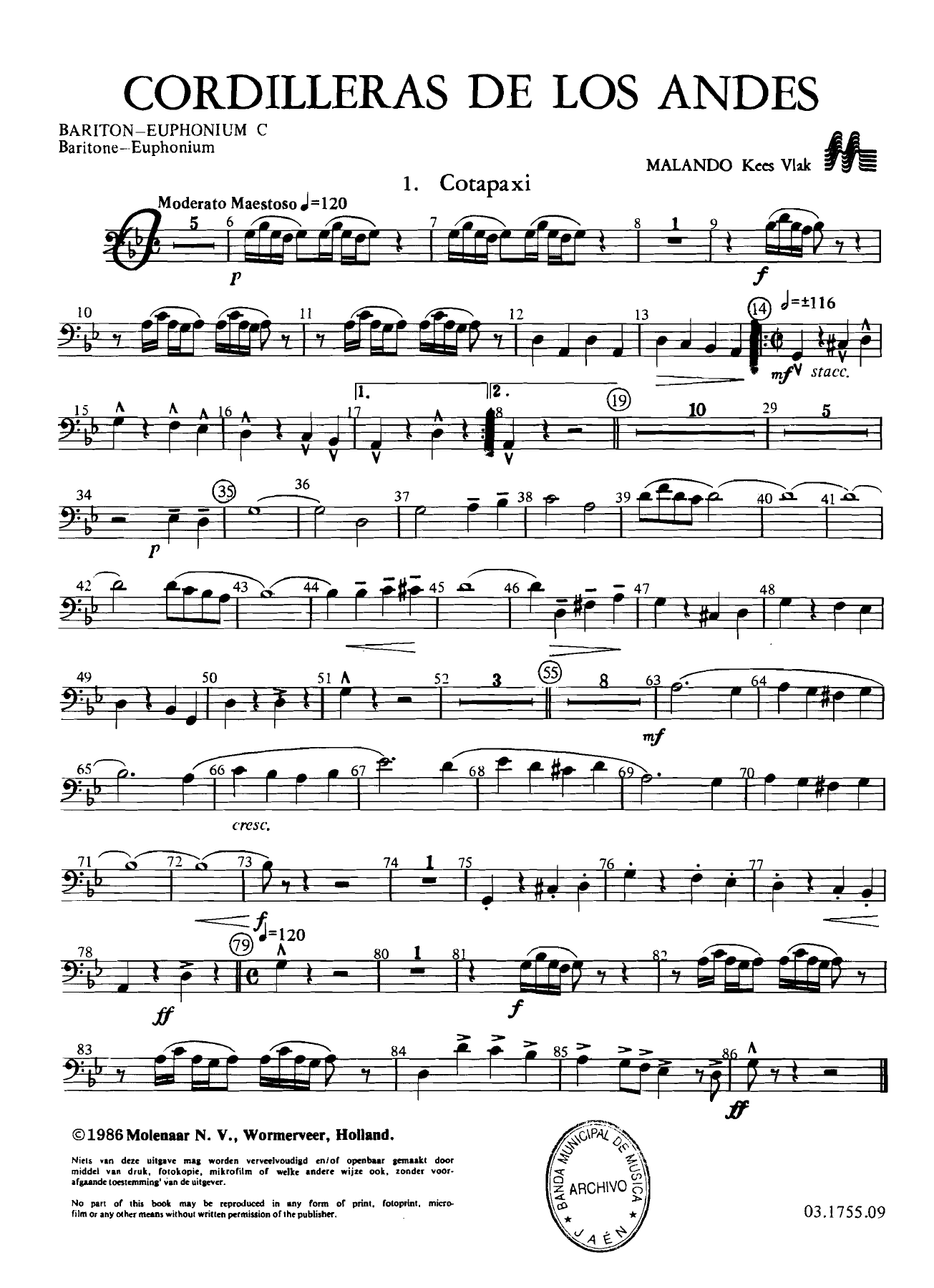 Cordilleras De Los Andes A. Malando — sheet music preview