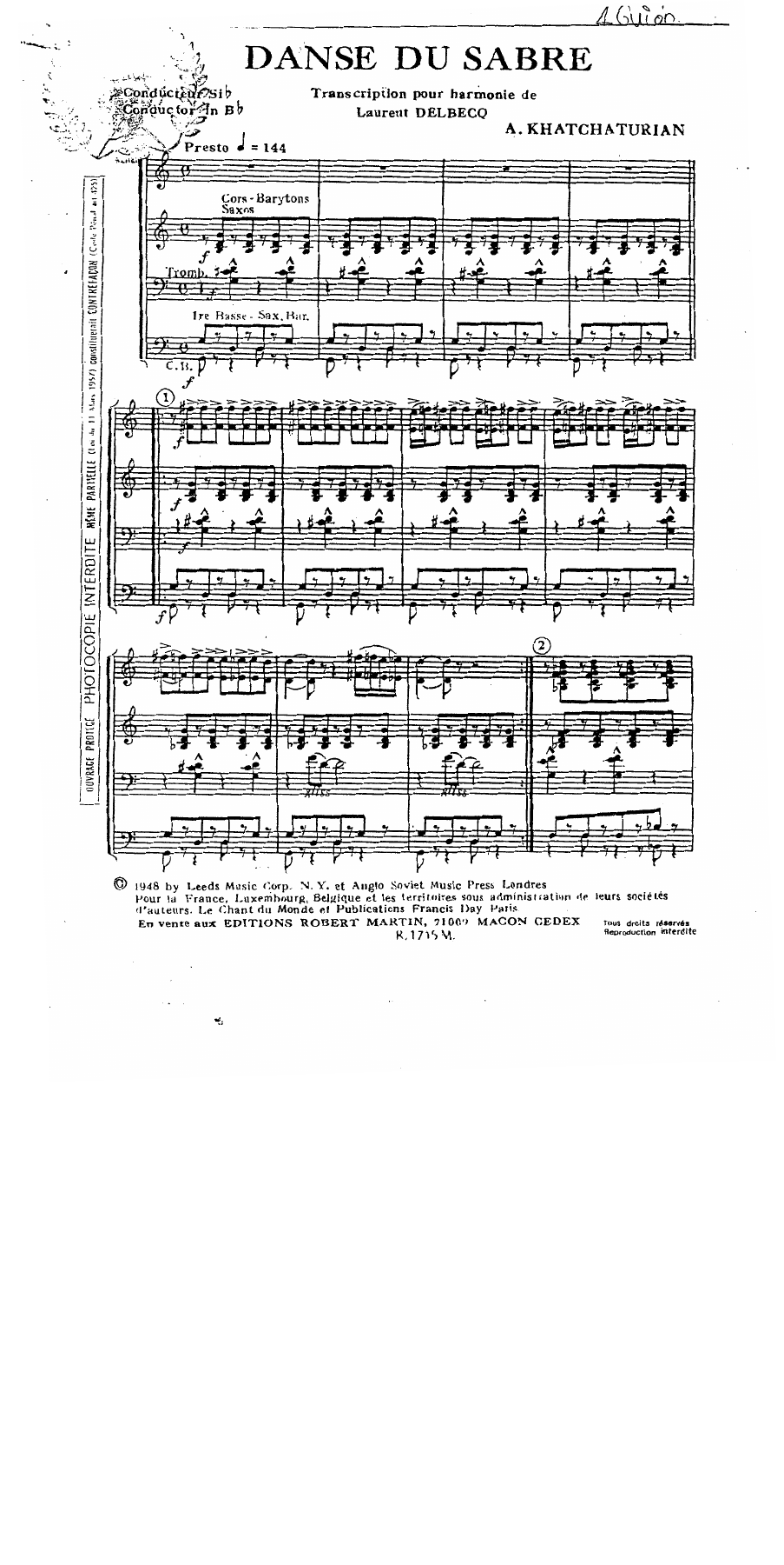Danse De Sabre — sheet music preview