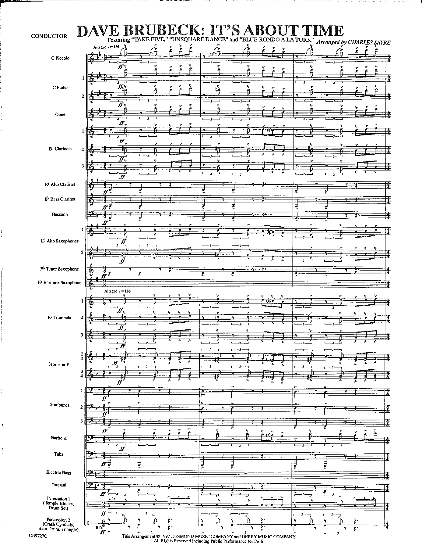 Dave Brubeck It's About Time — sheet music preview