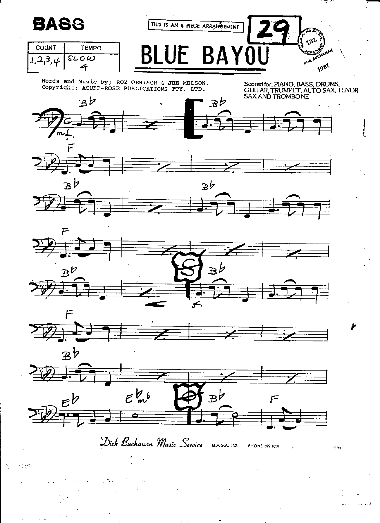 Blue Bayou — sheet music preview