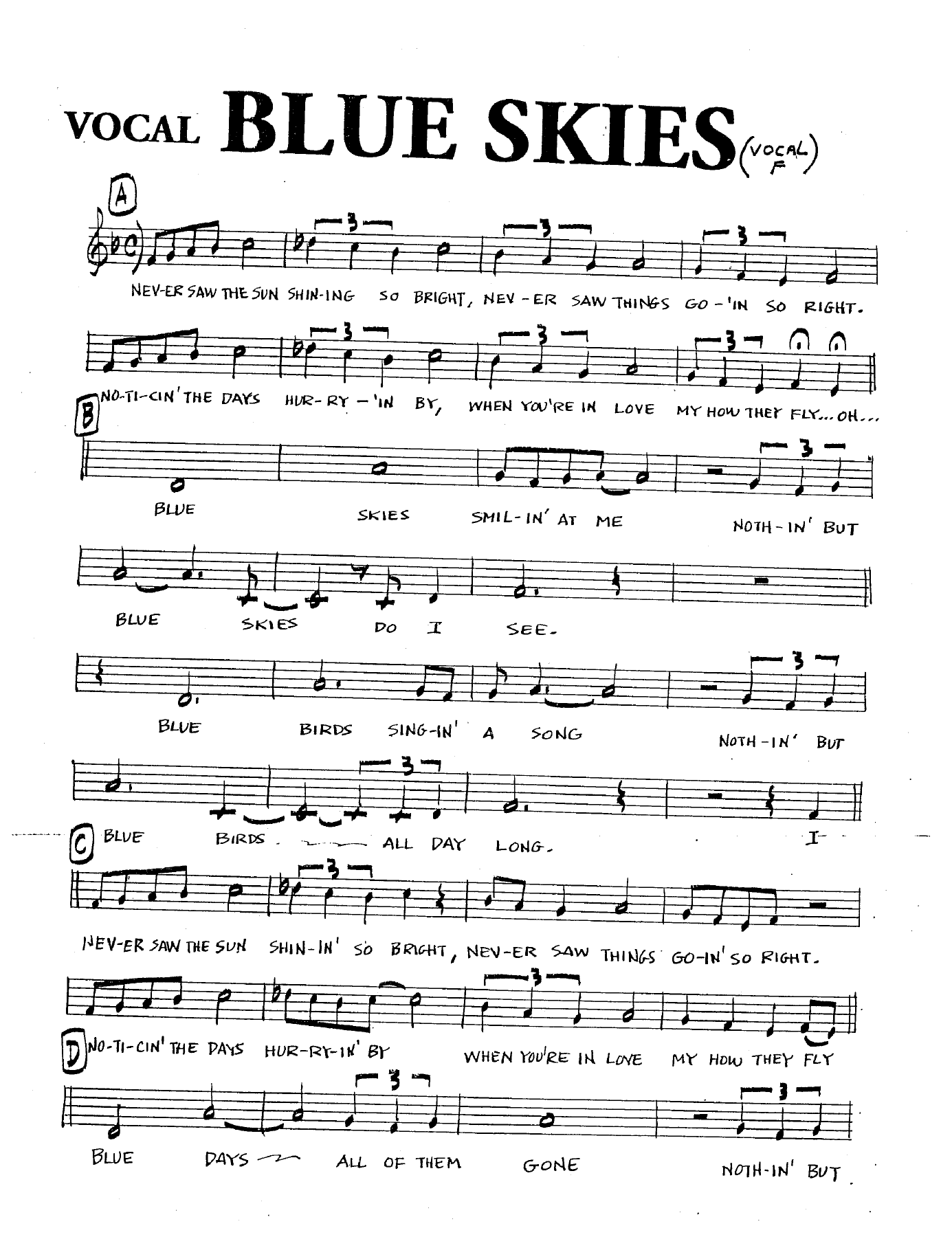 Blue Skies — Big Band Vocal sheet music by Bobby Darin | Jazz Standard