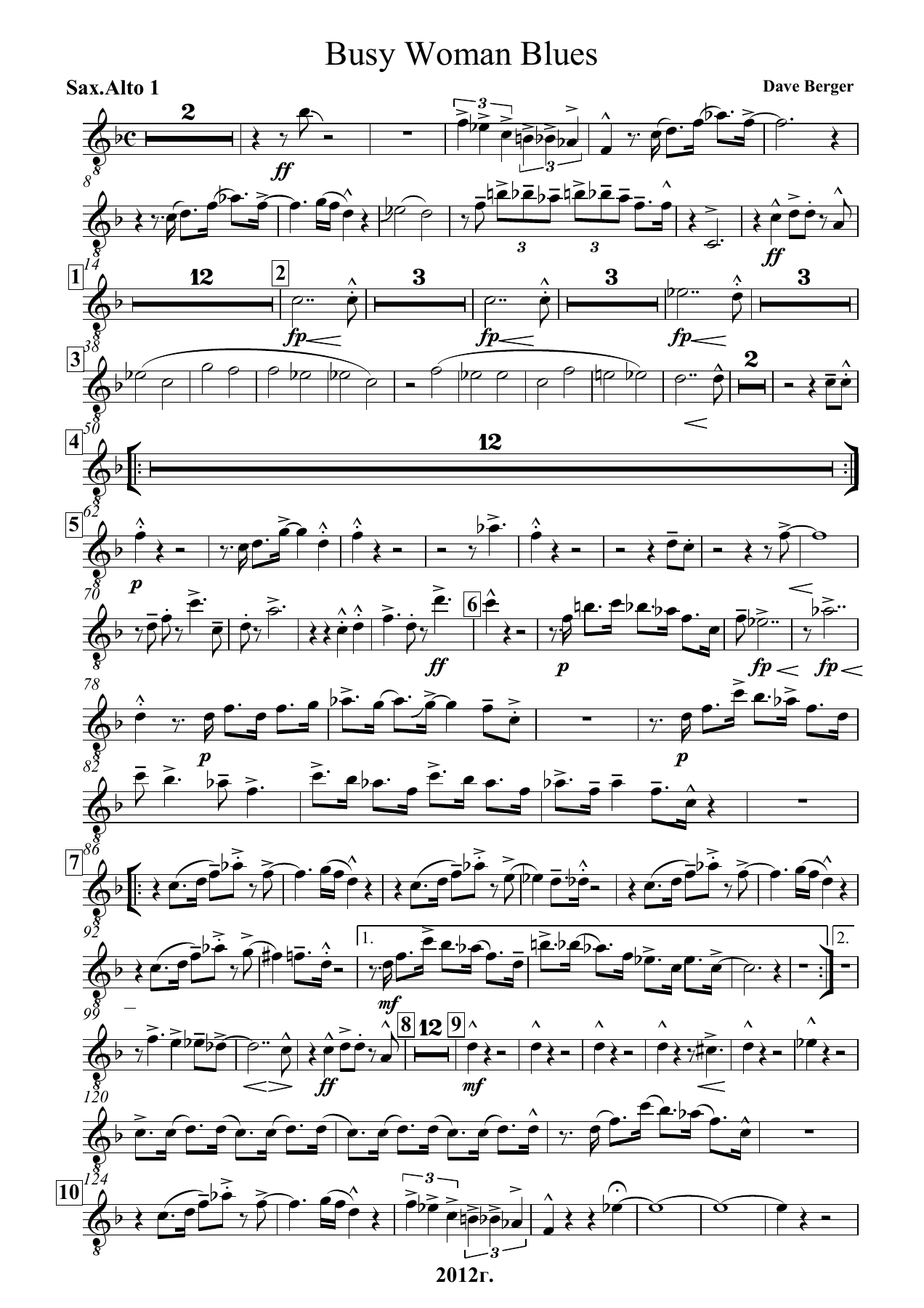 01.Busy Woman Blues Sax Alto — sheet music preview