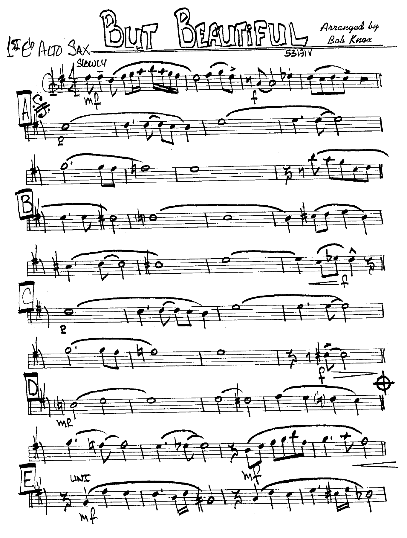 But Beautiful arr Bob Knox vocal Eb — sheet music preview