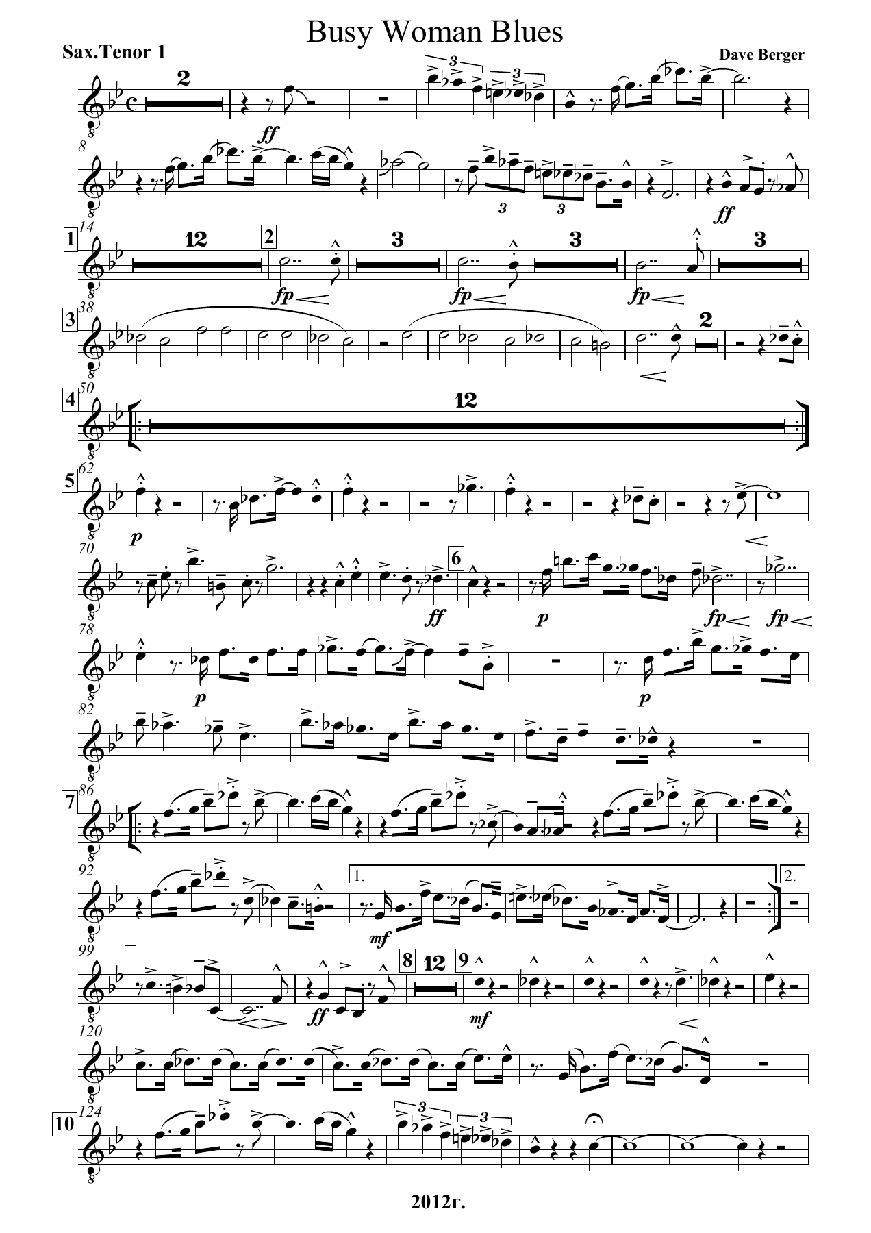 03.Busy Woman Blues Sax.Tenor — sheet music preview