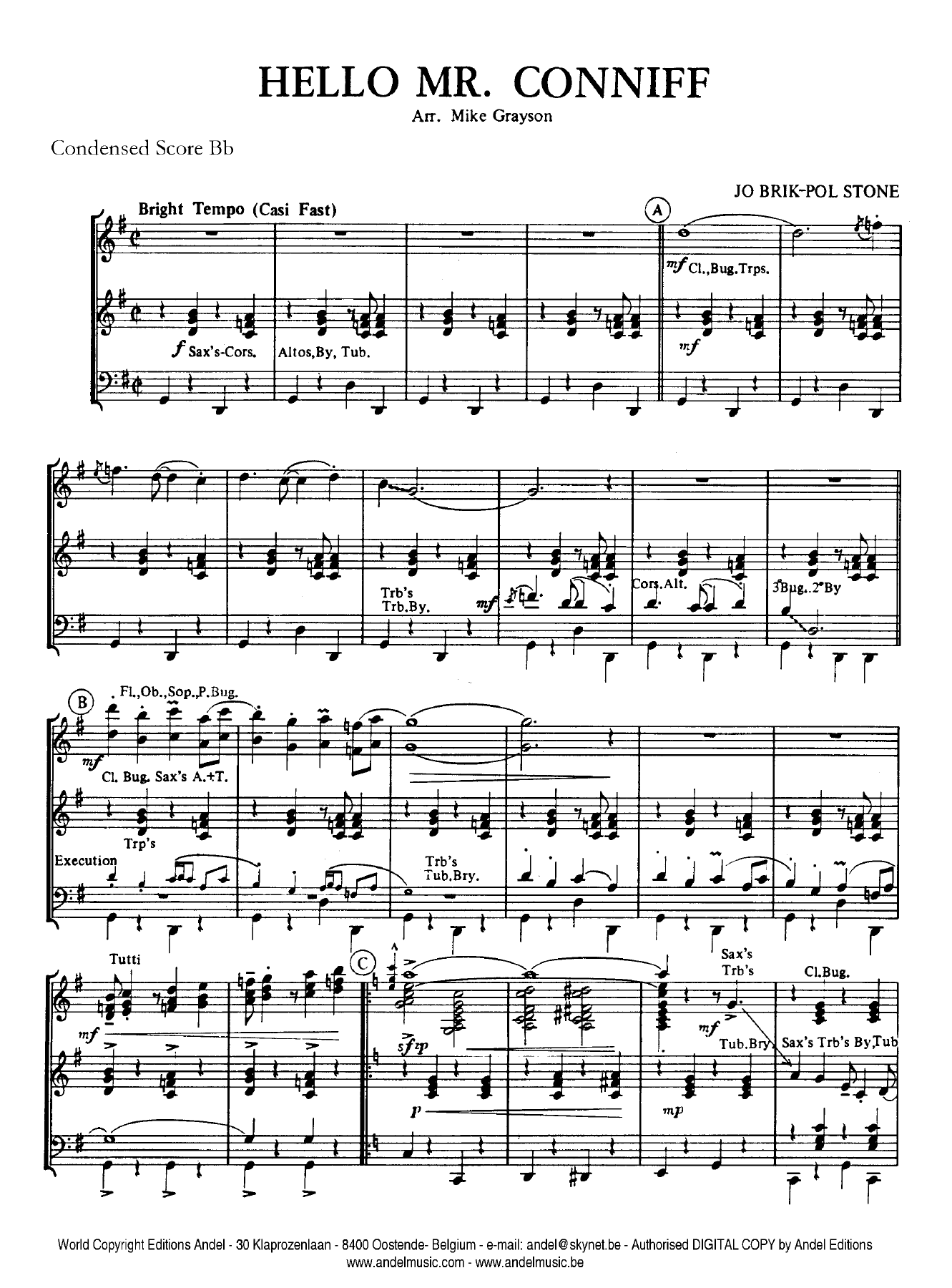Hello Mr.Conniff — sheet music preview